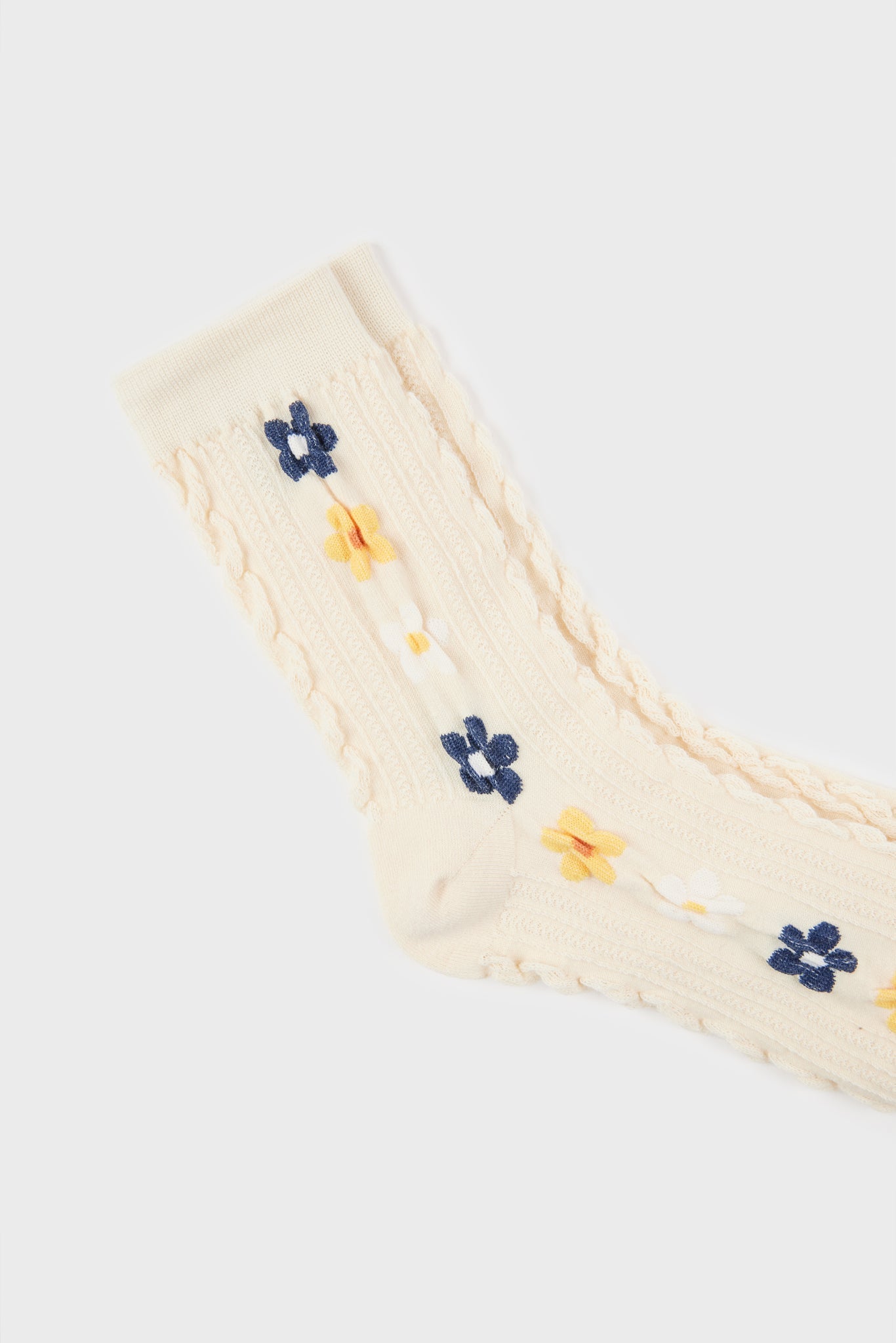 Ivory daisy flower strip socks_3