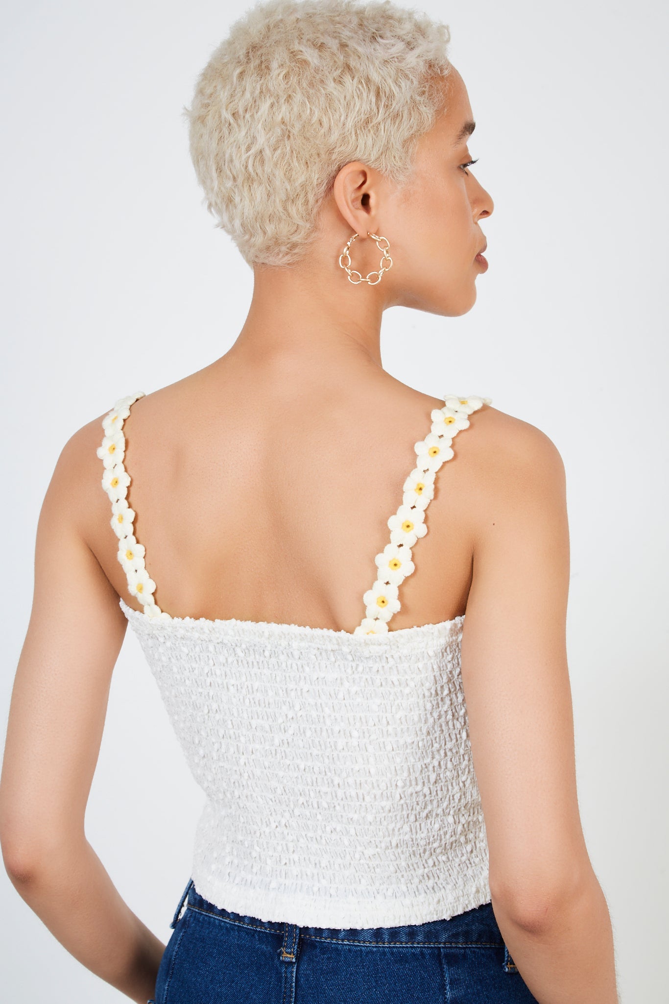 Ivory daisy strap button front tank_2