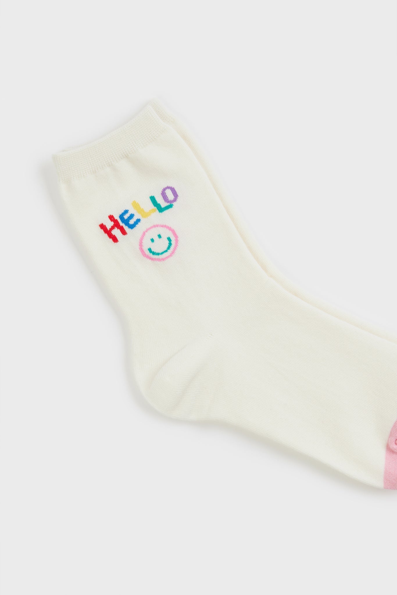 Ivory hello smiley face socks_3