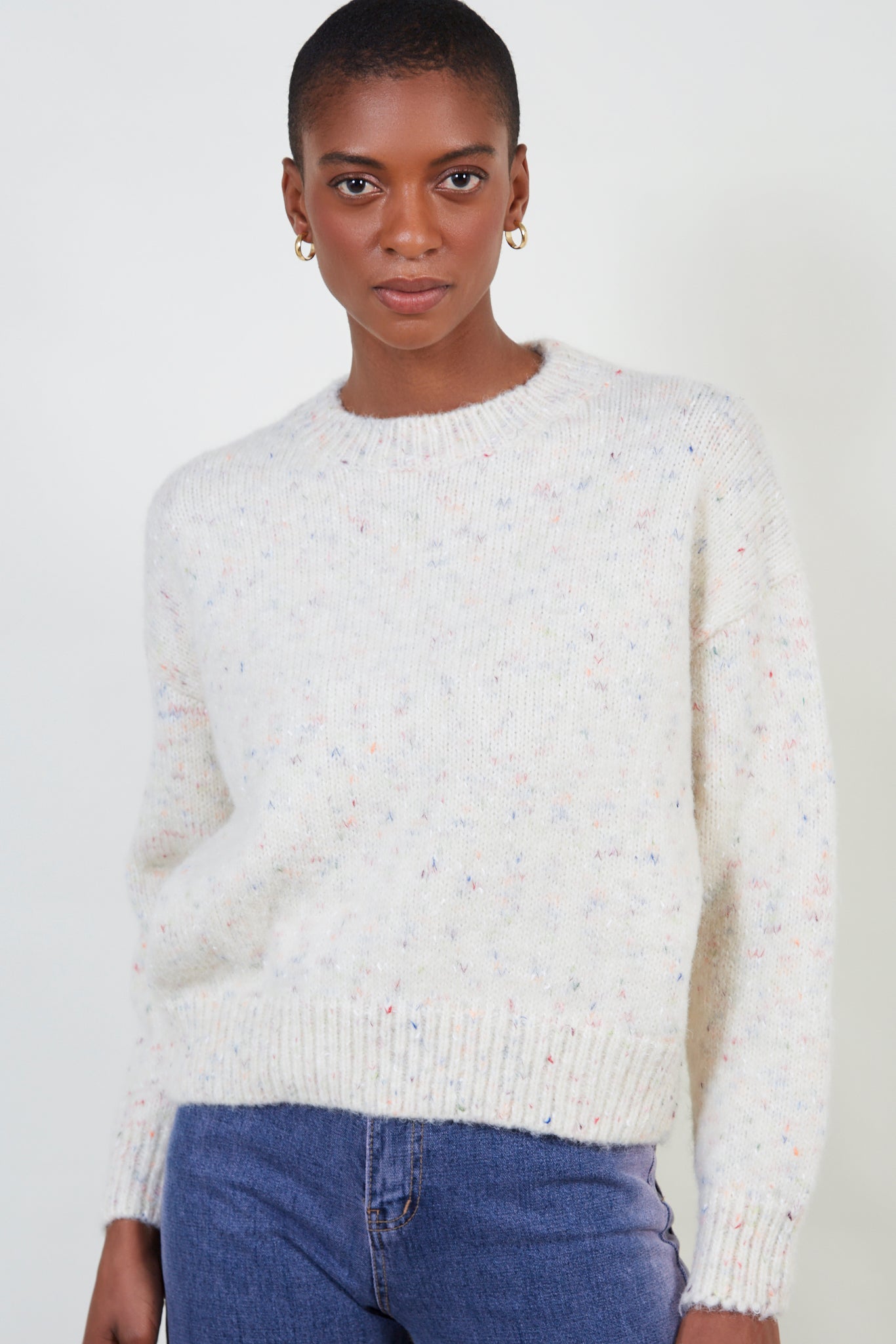 Ivory rainbow fleck smooth jumper_1
