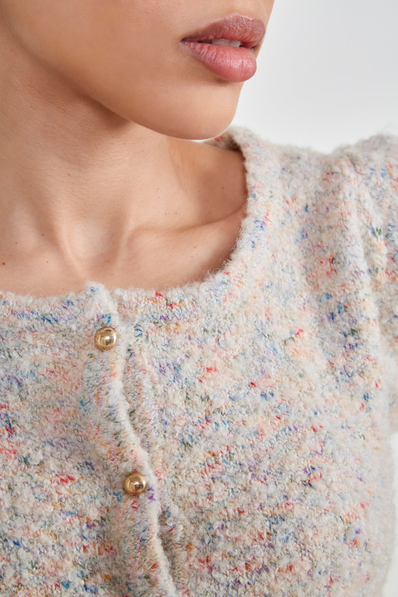 Ivory rainbow fleck wool blend cardigan_3
