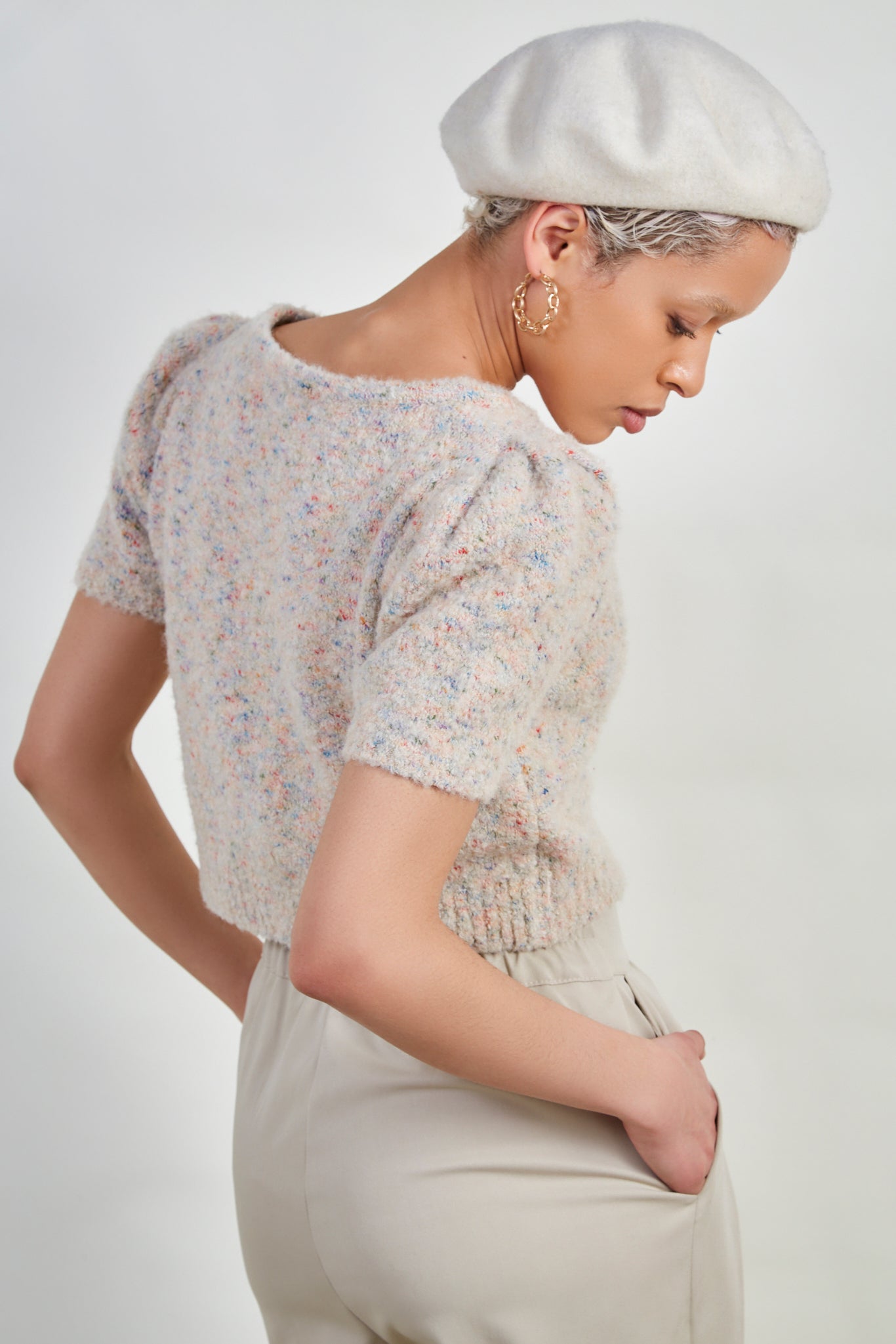 Ivory rainbow fleck wool blend cardigan_4