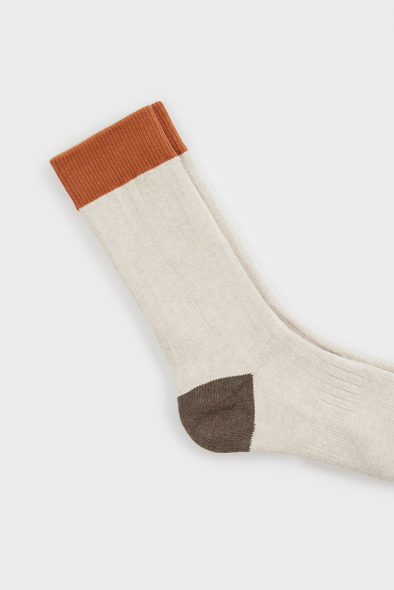 Ivory ribbed tricolour block socks_3
