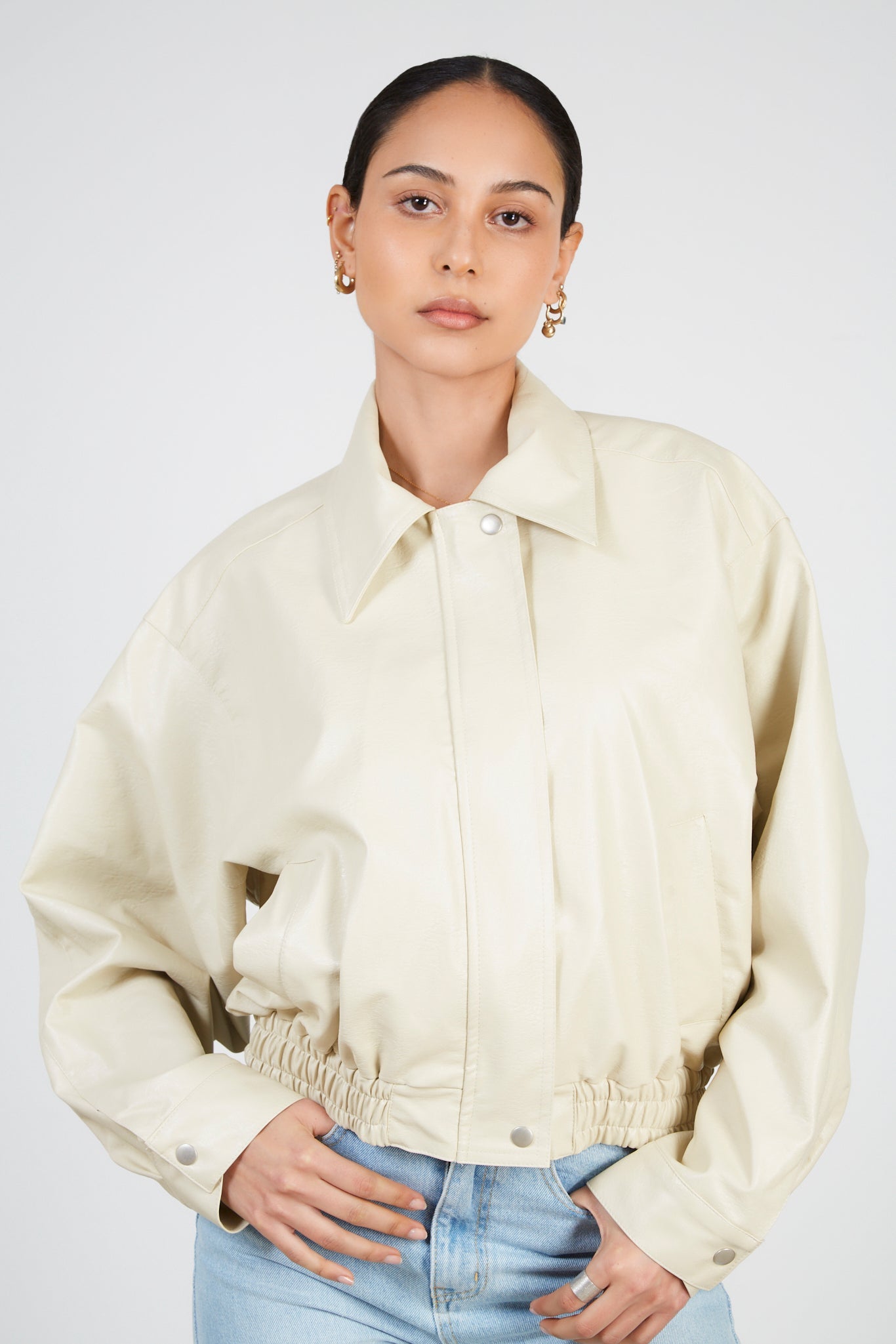 Ivory vegan leather zip up jacket_3