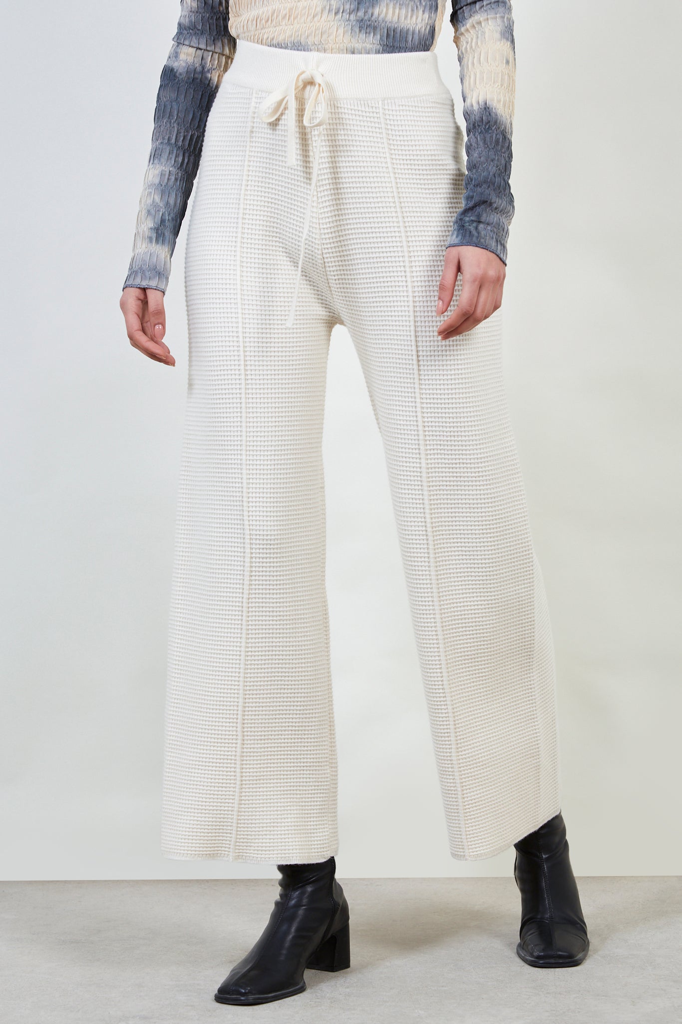 Ivory waffle knit trousers_1
