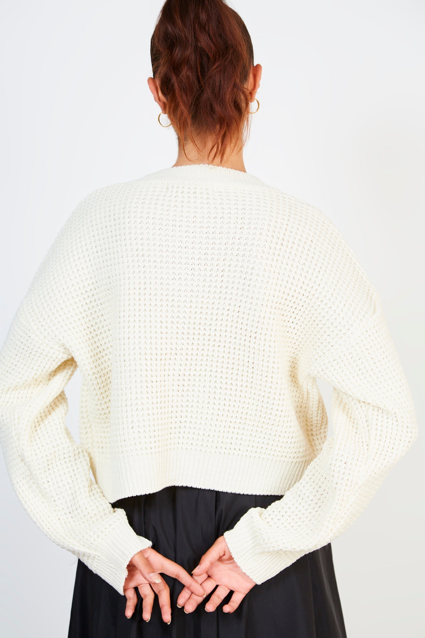 Ivory waffle knit zip cardigan_2