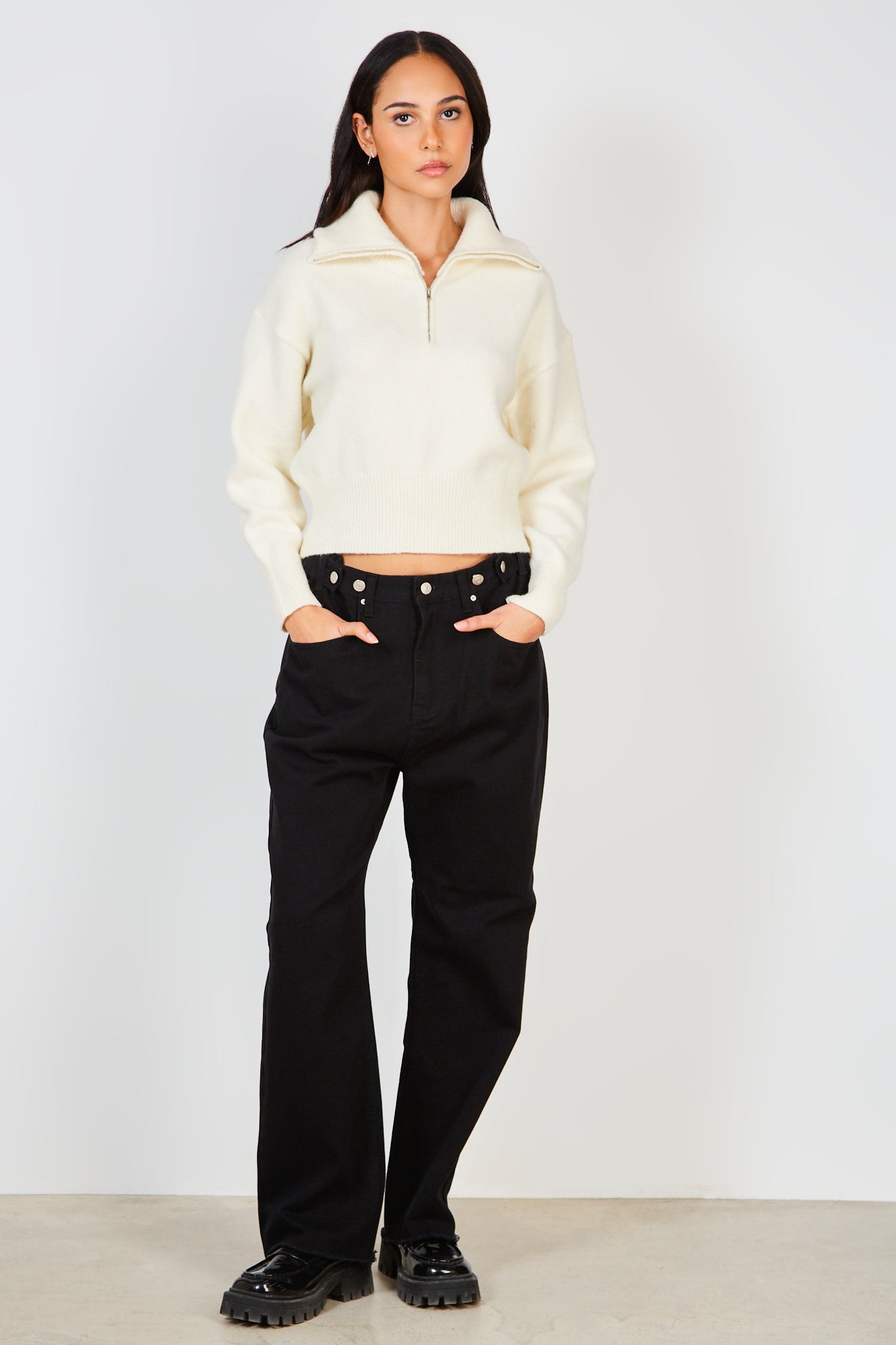 Ivory zip neck collared jumper_3