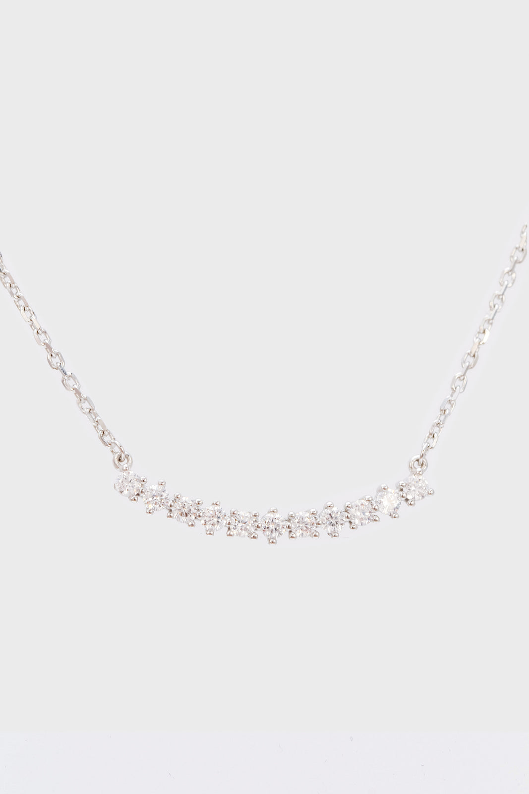 Charm necklace - Silver diamante curved bar_1