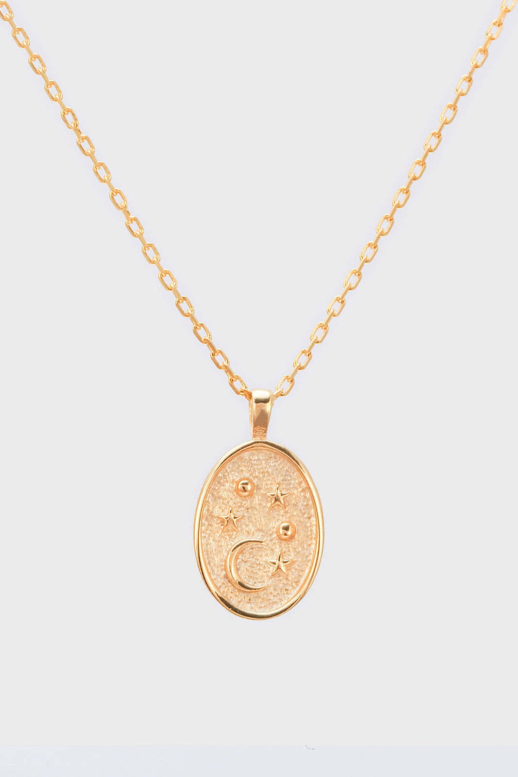 Gold charm necklace - moon and stars circle_1