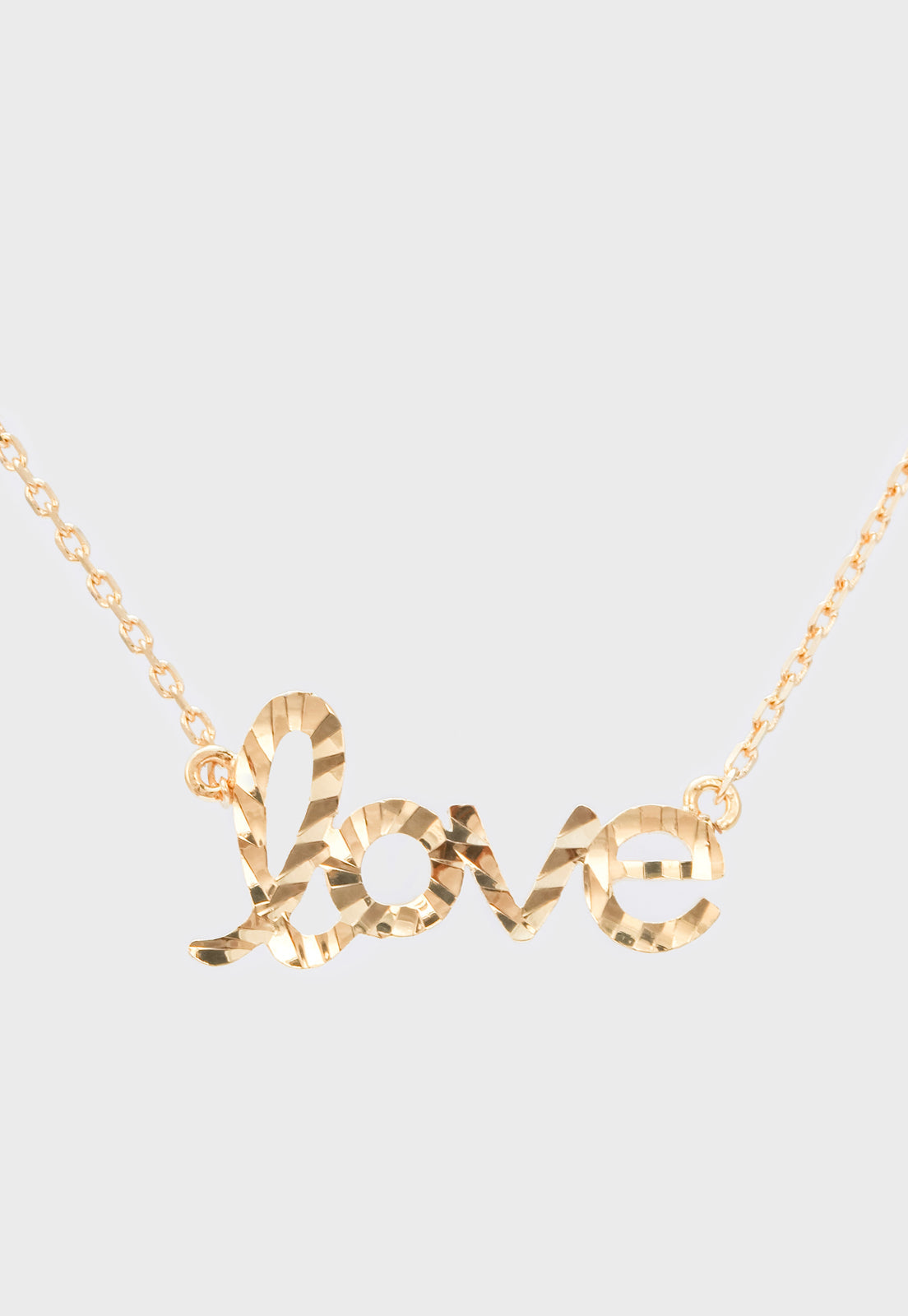 Gold charm necklace - hammered love_2
