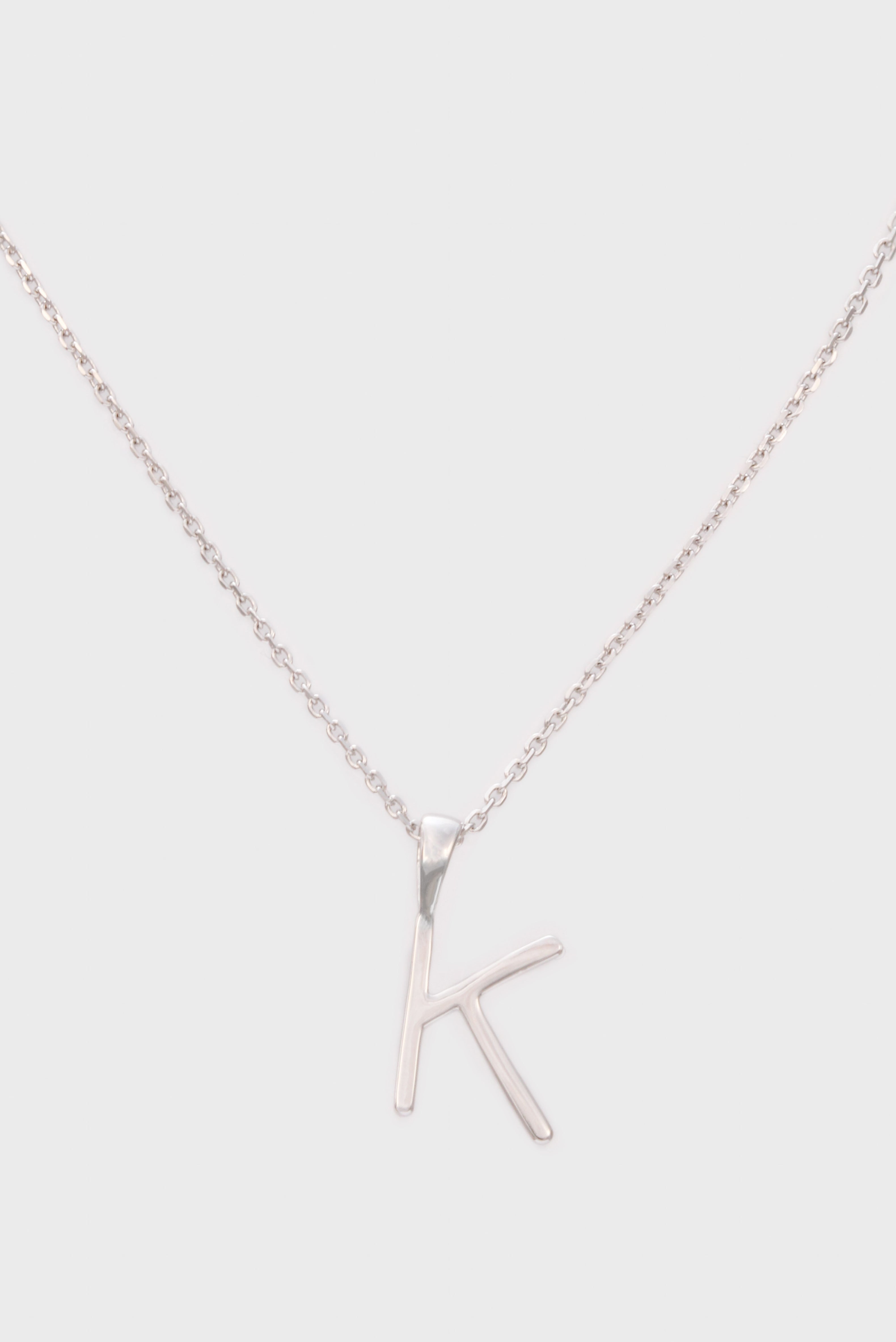 Charm necklace - Silver name initial letter 'K'_1