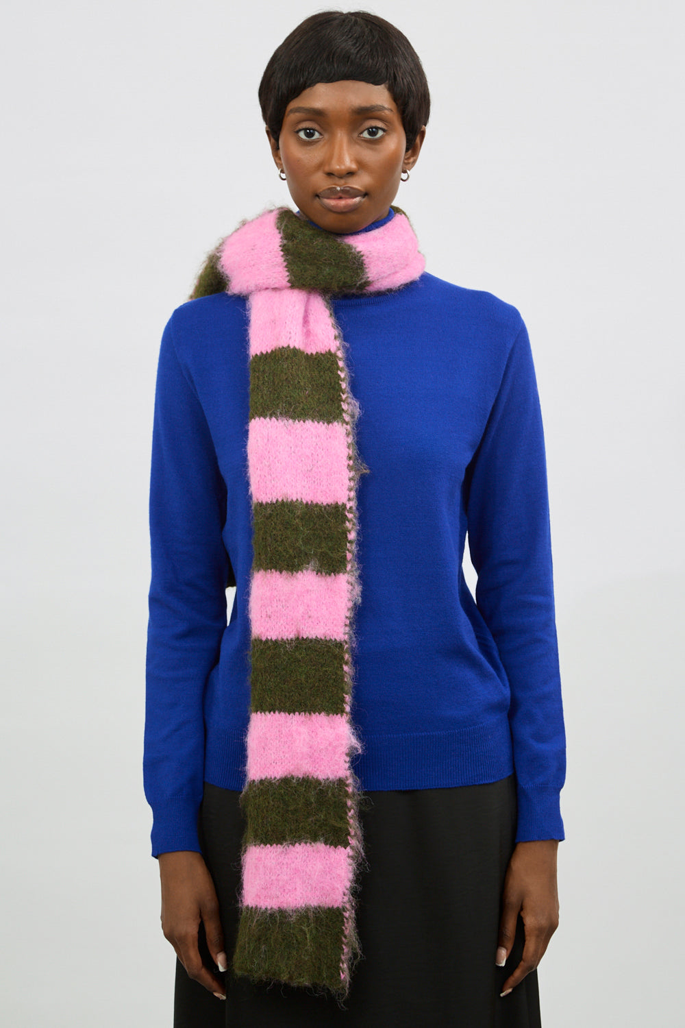 Khaki and pink striped scarf_5