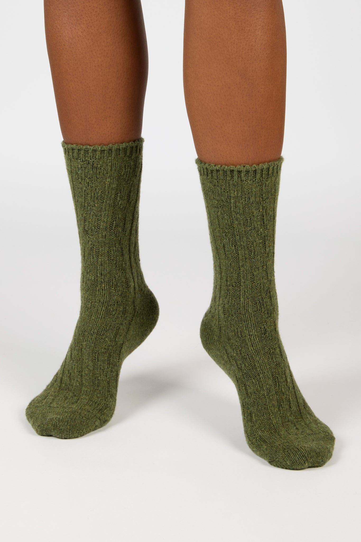 Khaki wool blend ribbed socks_4