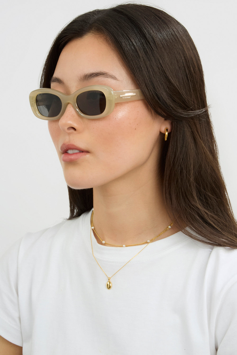 Khaki thick sloping rectangle sunglasses_4