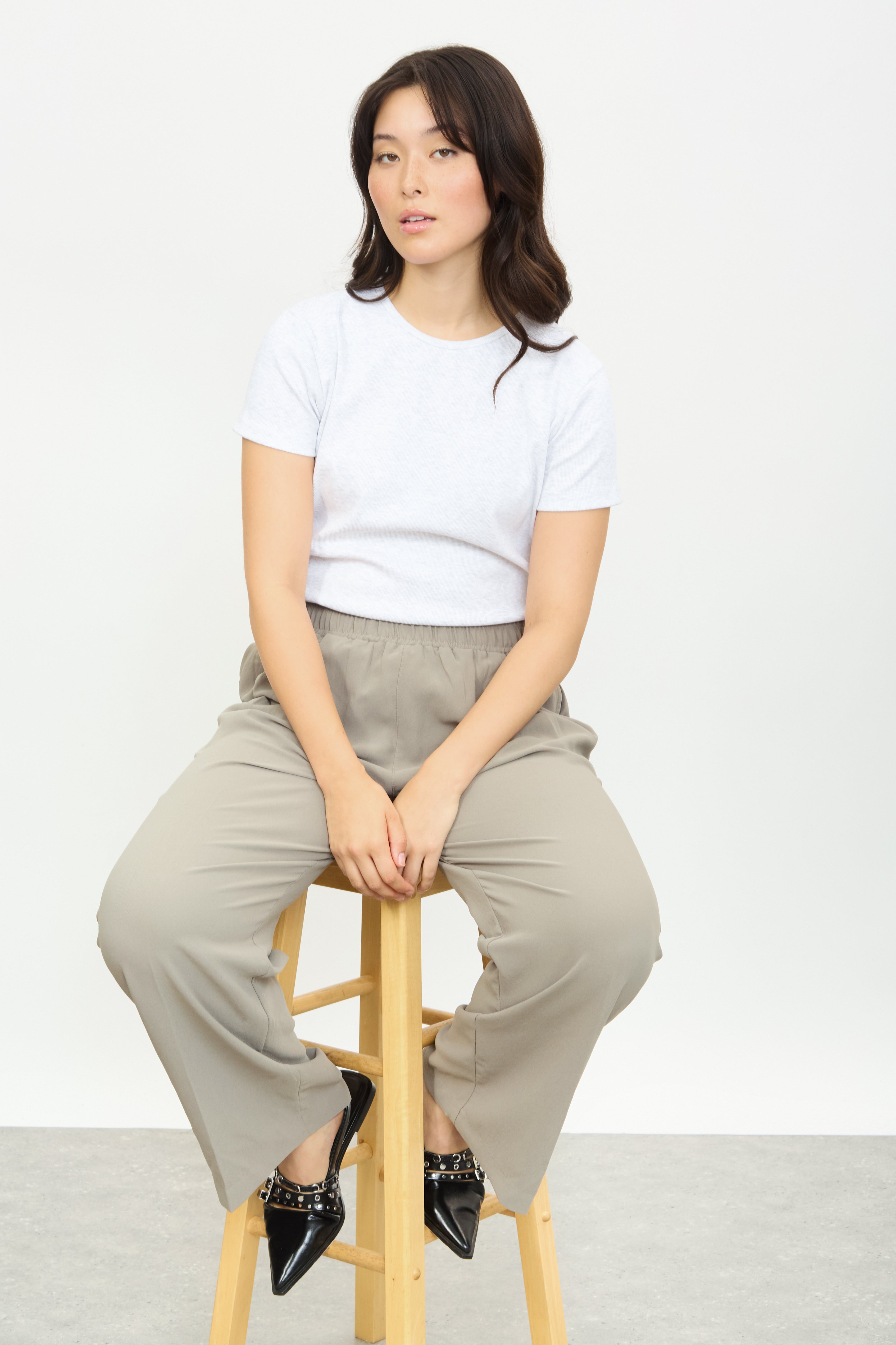 Khaki thick waist band trousers_5