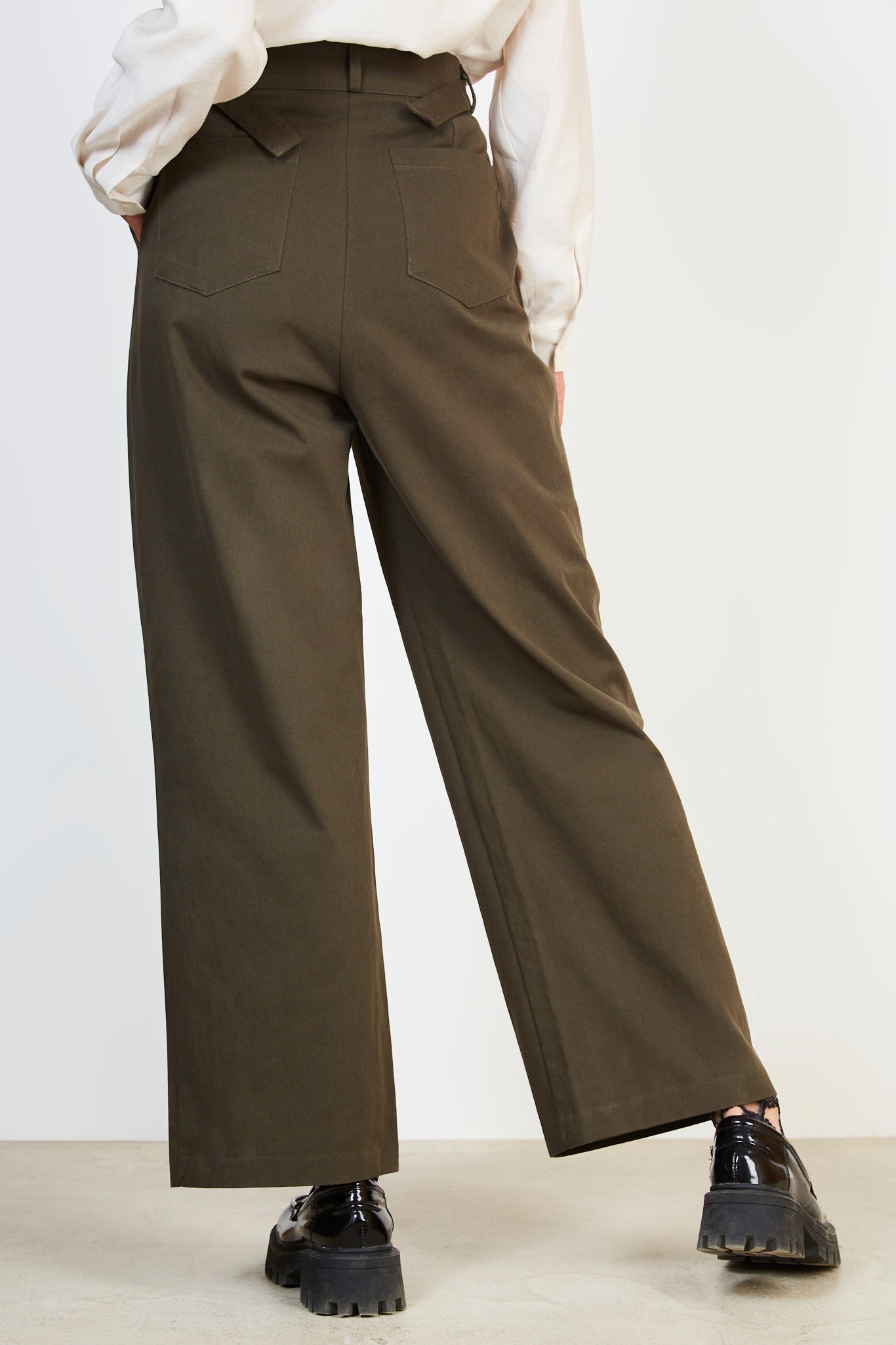 Khaki cinch waist trousers_2