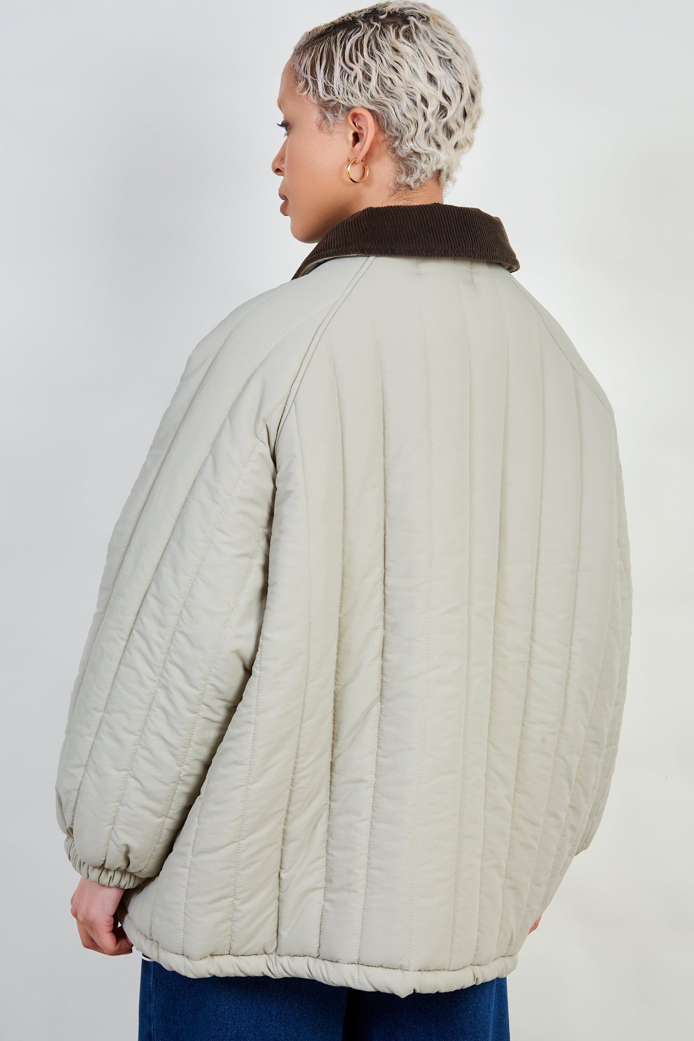 Khaki circle quilted coat_4