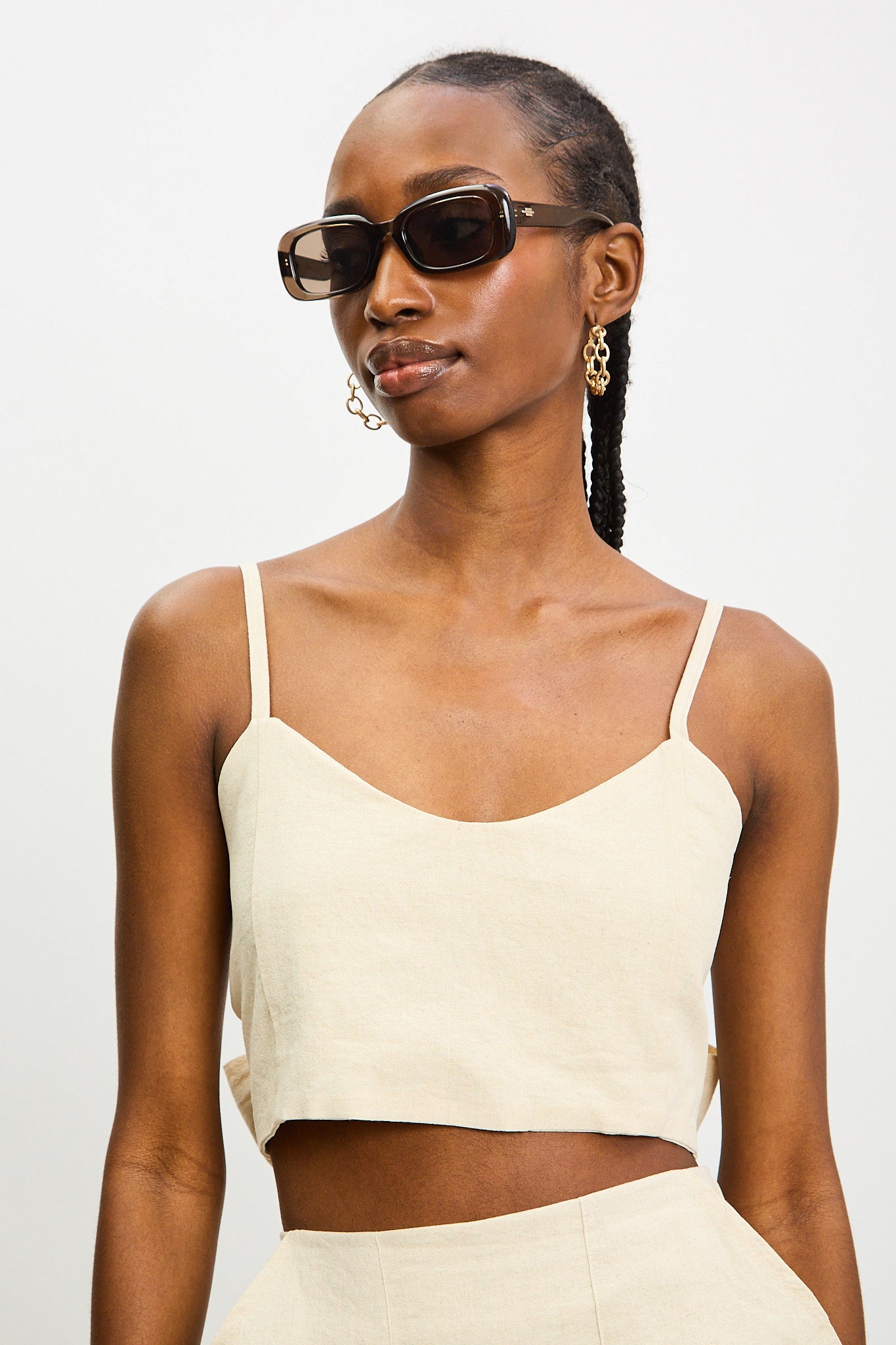 Light beige giant tie back tank_1