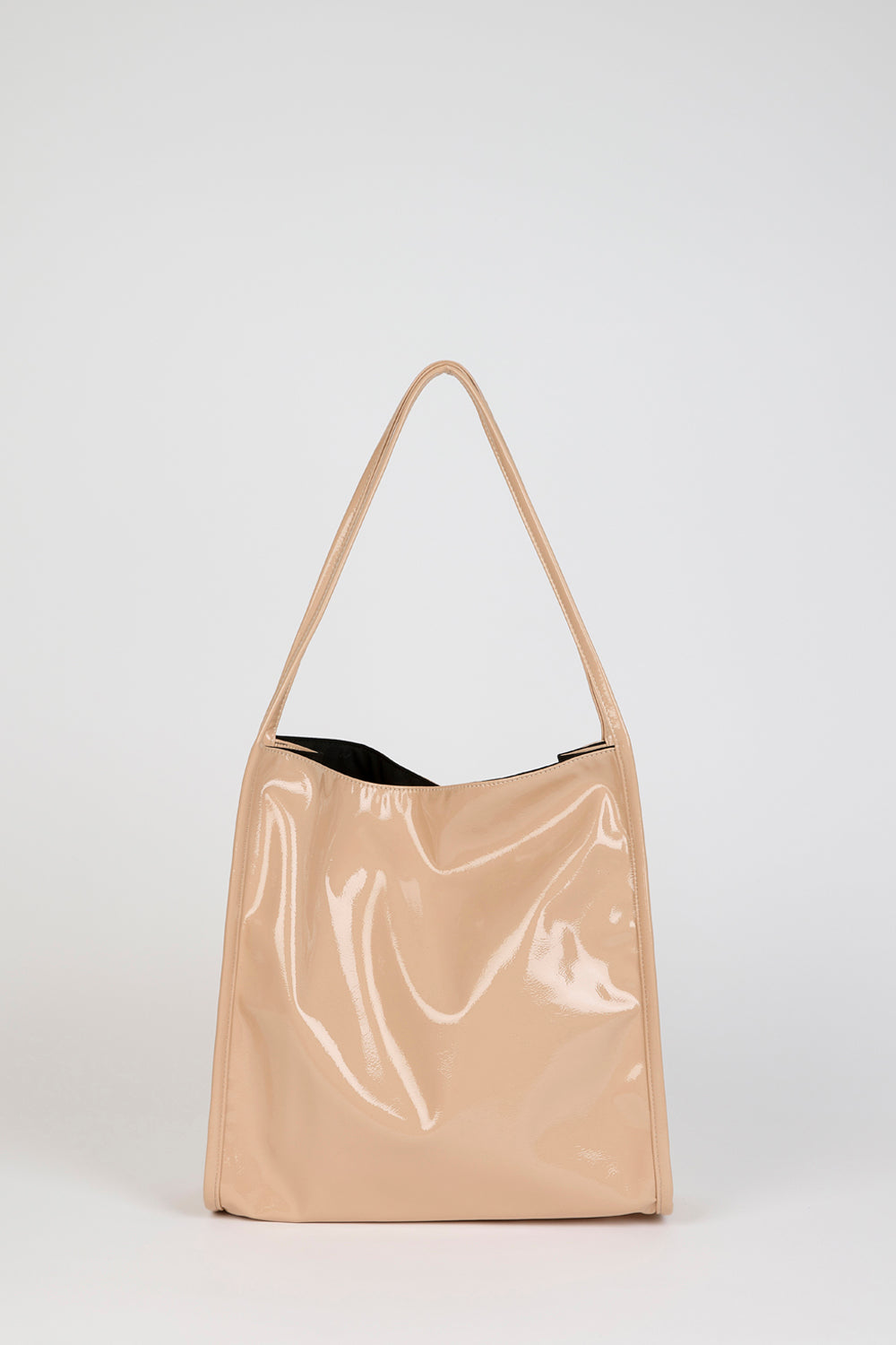 Light beige high shine PVC tote bag_1
