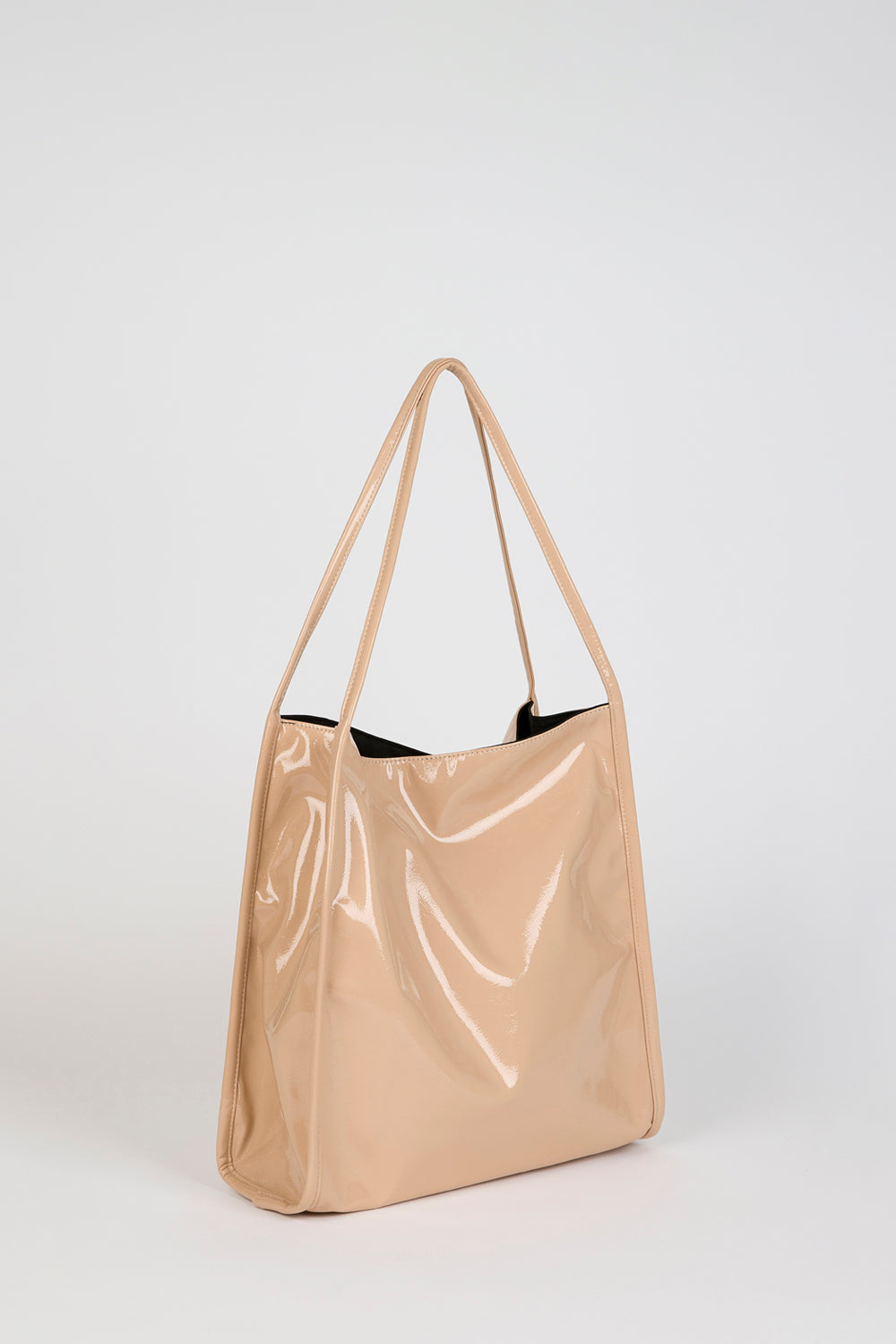 Light beige high shine PVC tote bag_2