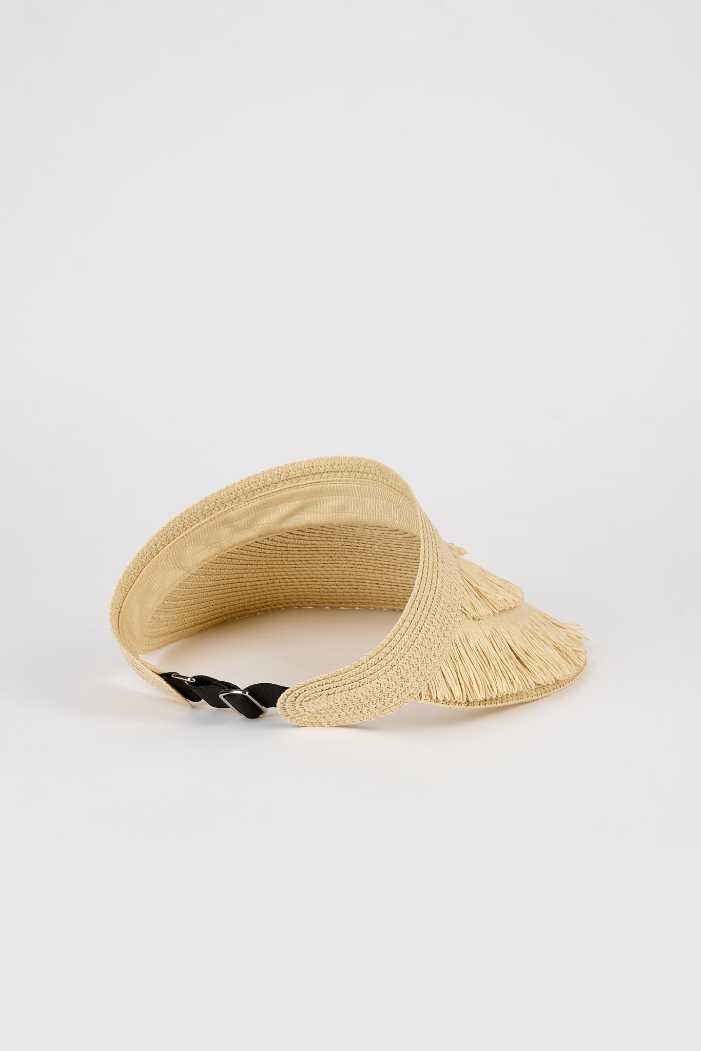 Light beige tiered straw sun visor_4