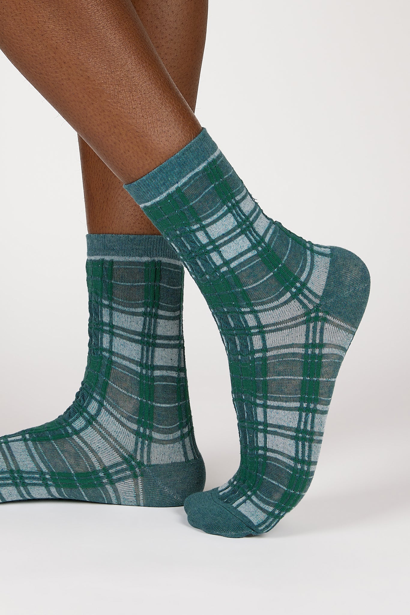 Light blue and khaki plaid socks_3