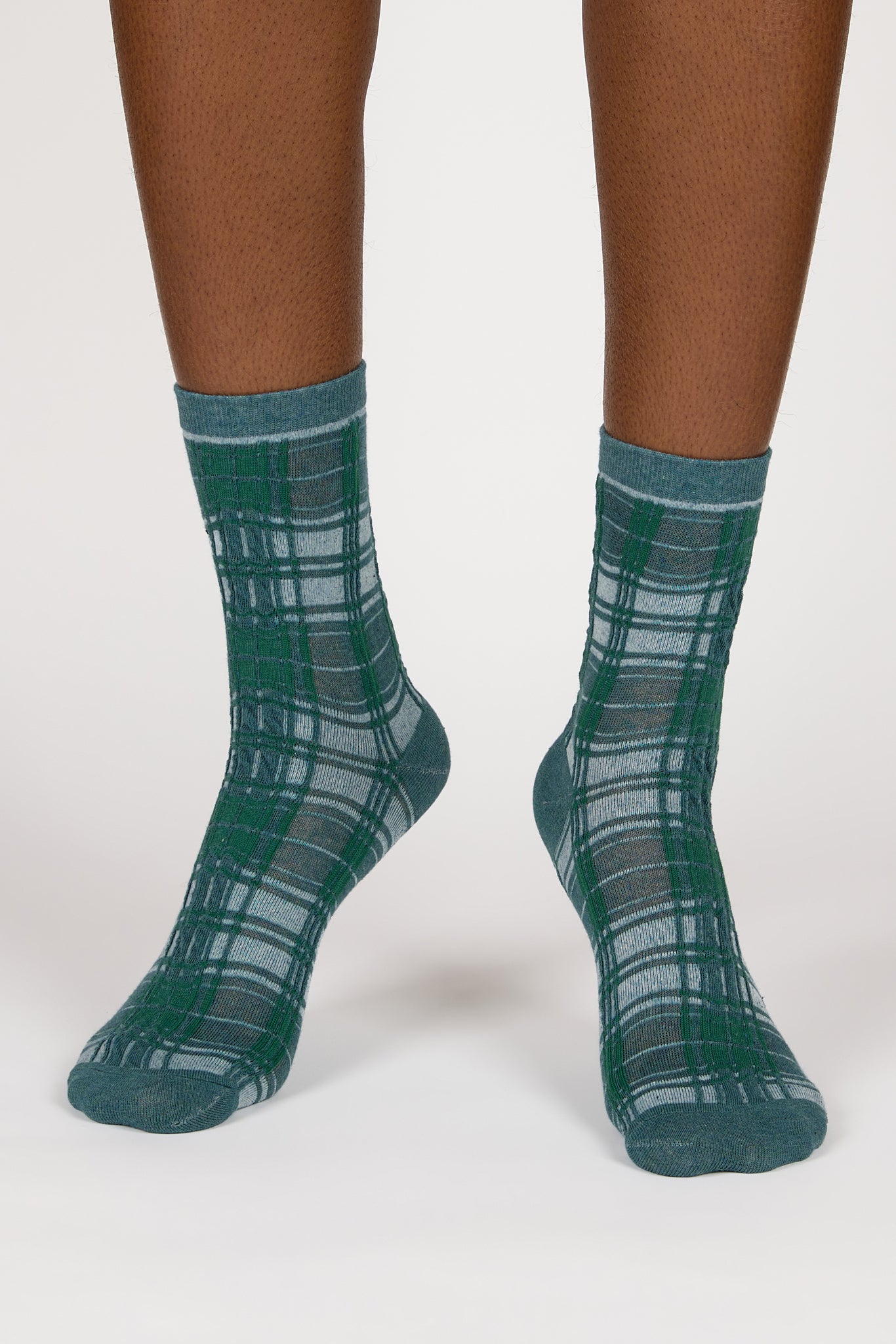 Light blue and khaki plaid socks_4