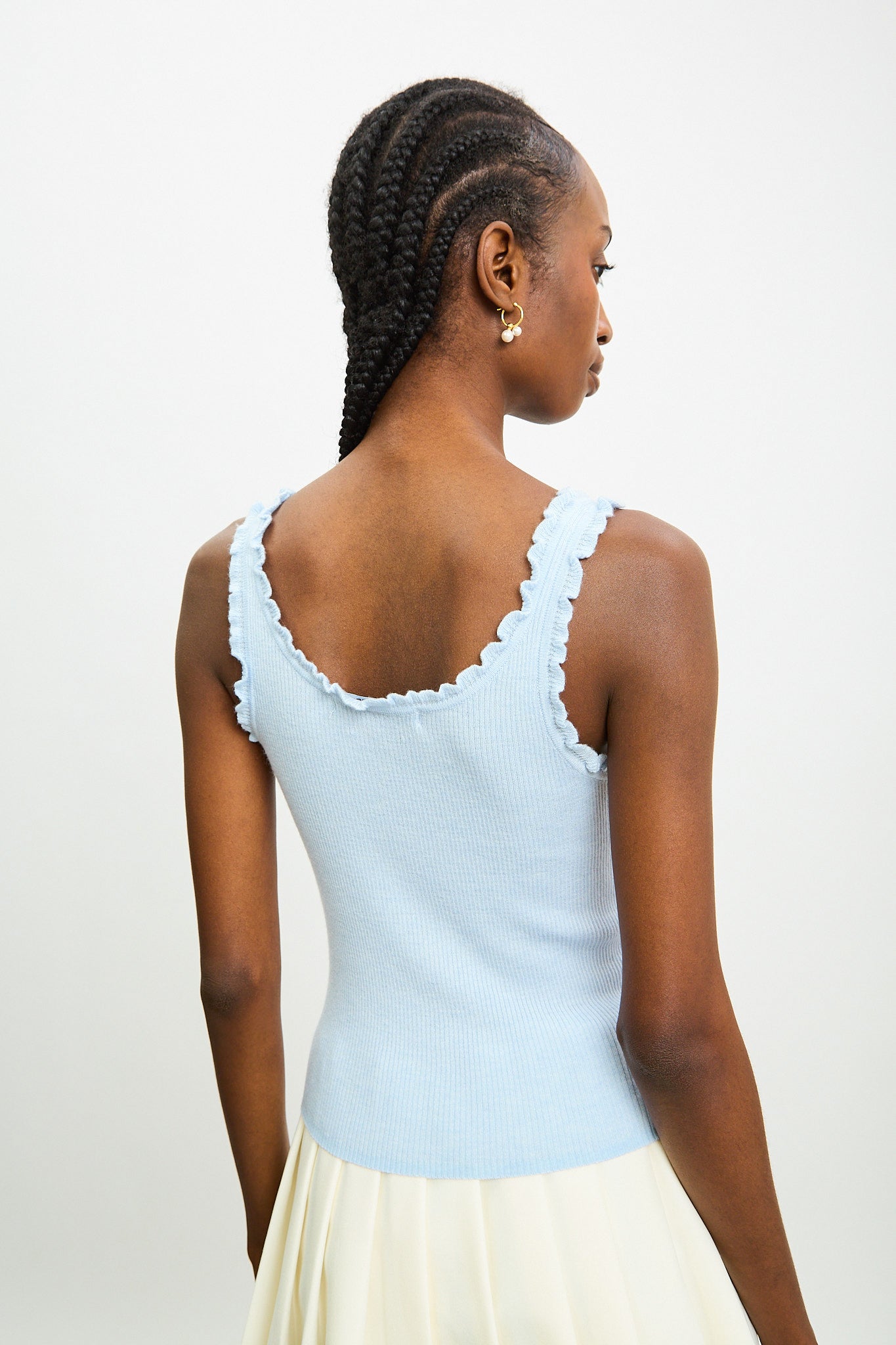 Light blue frill trim button up knit tank_2