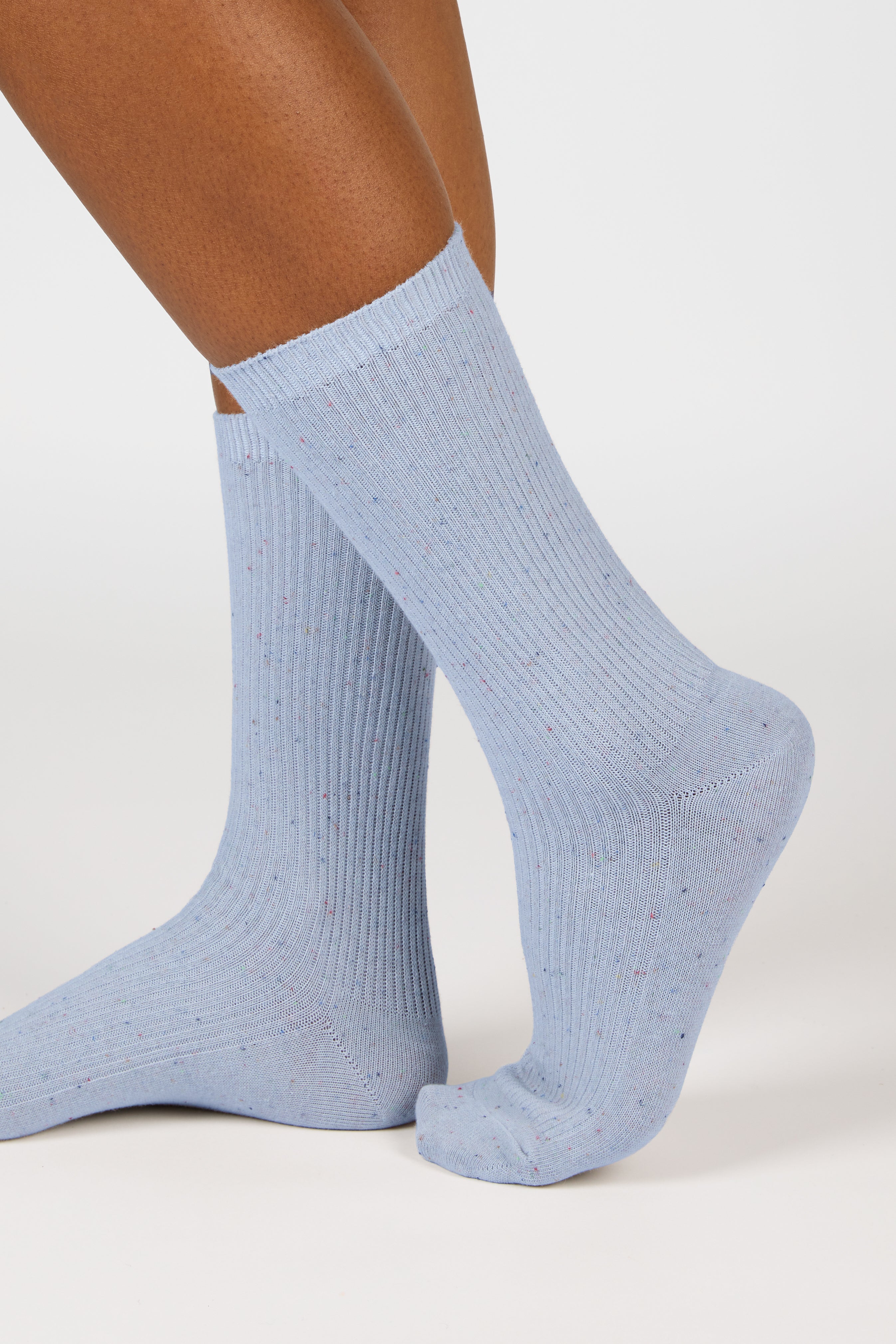 Light blue rainbow fleck ribbed socks_3