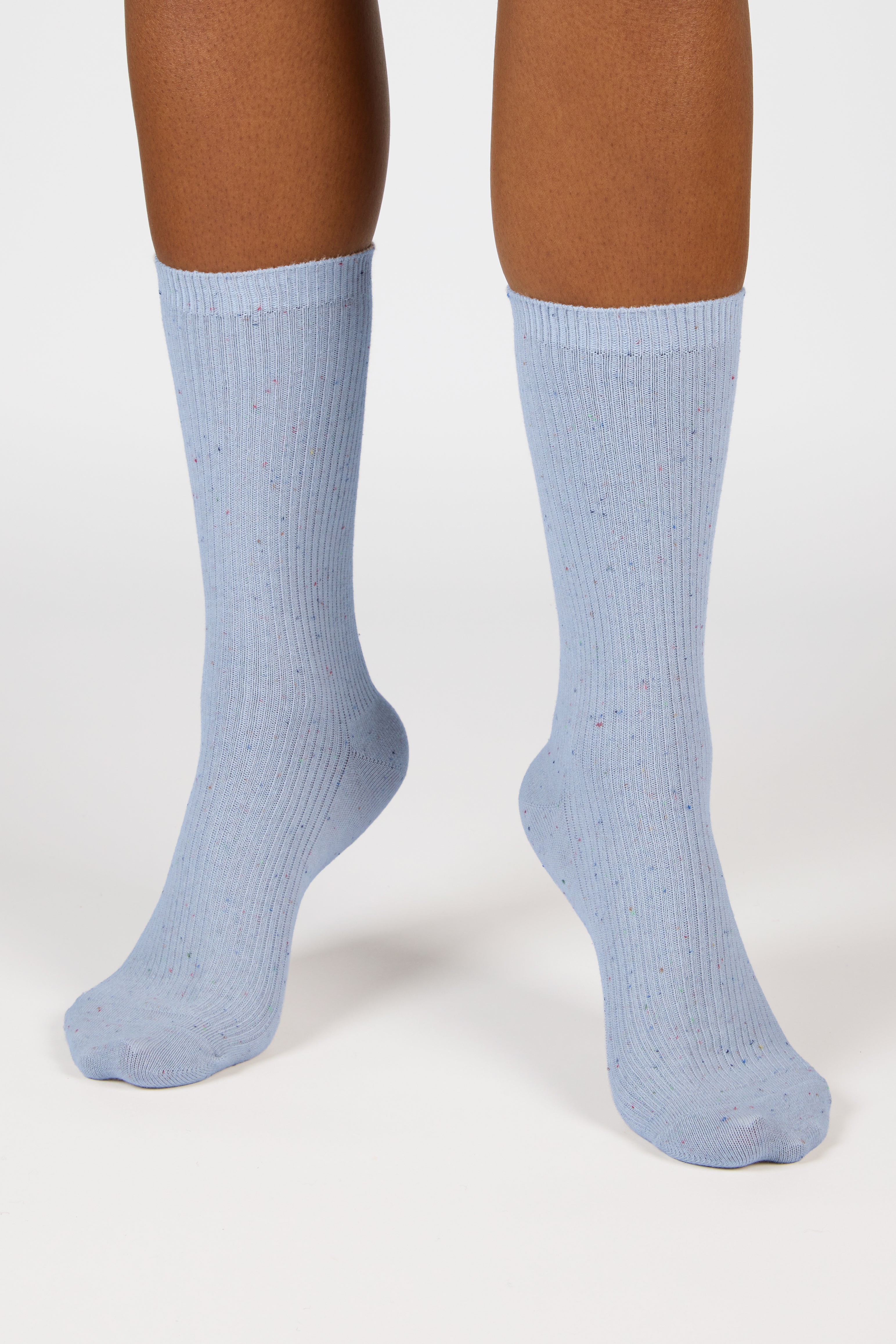 Light blue rainbow fleck ribbed socks_4
