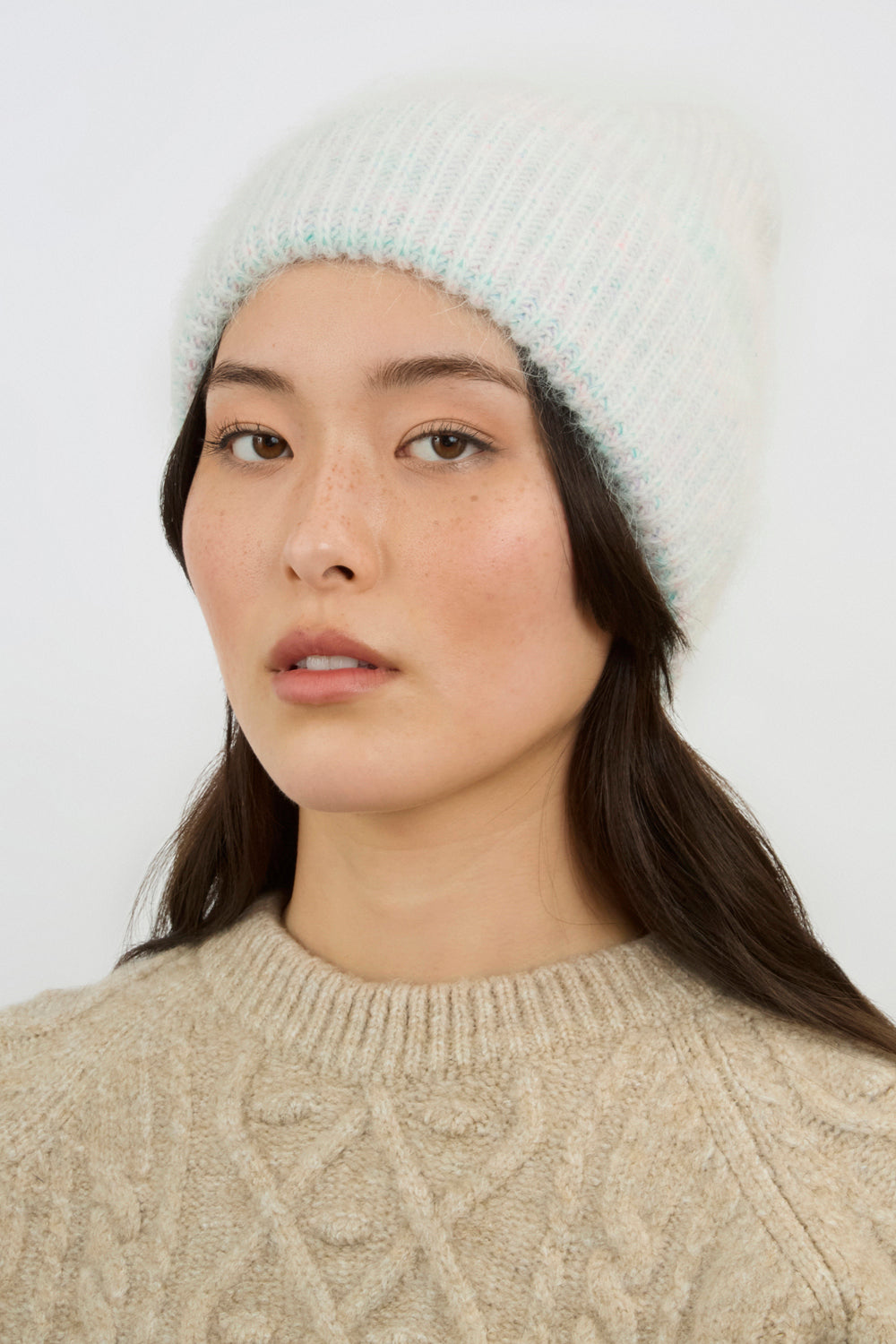 Light blue ribbed angora blend beanie hat_3