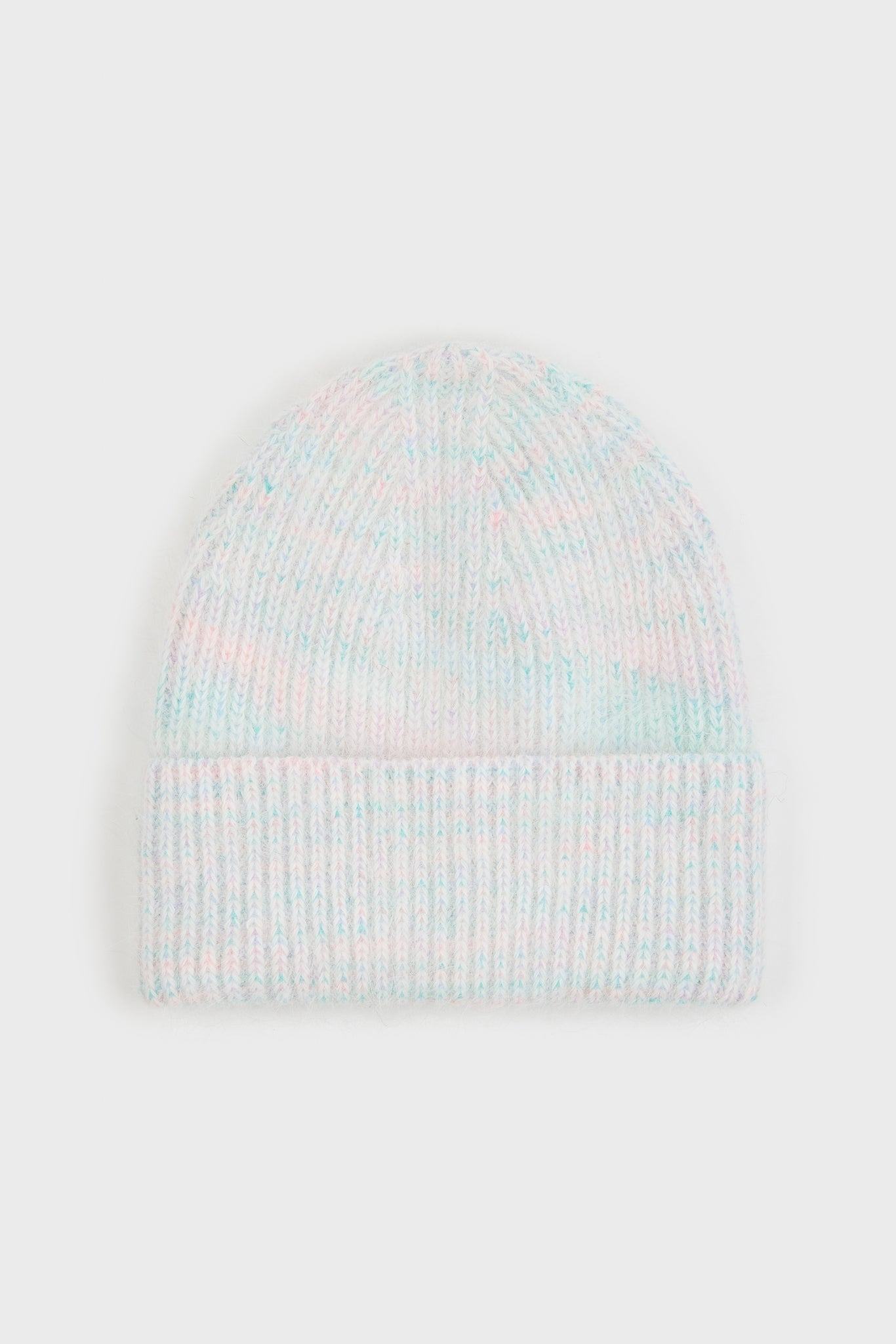 Light blue ribbed angora blend beanie hat_1