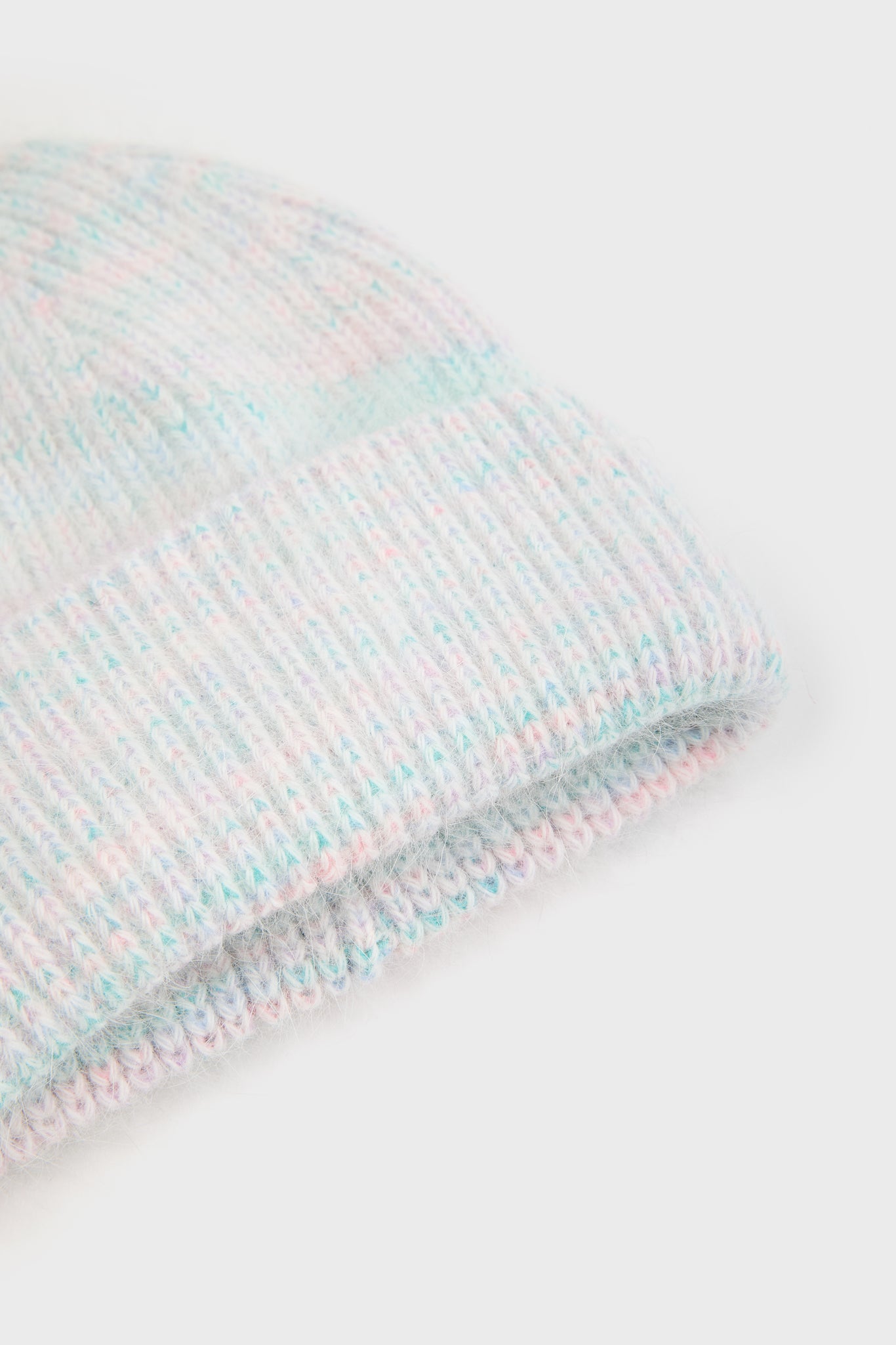 Light blue ribbed angora blend beanie hat_2