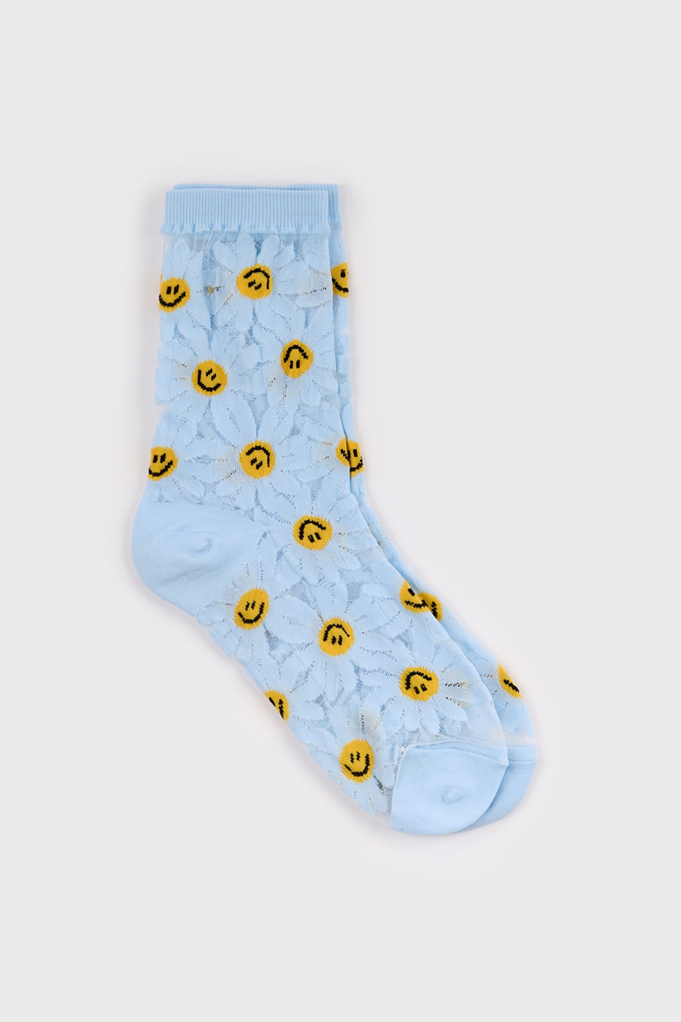 Light blue sheer daisy smiley face socks_3