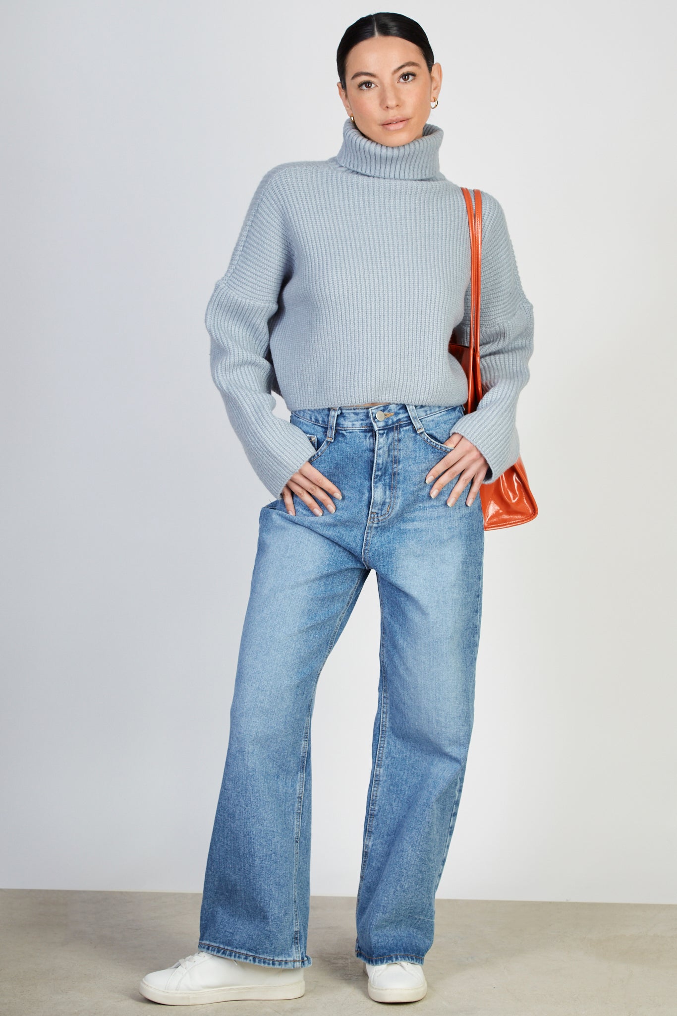 Light blue short ribbed turtleneck jumper_5