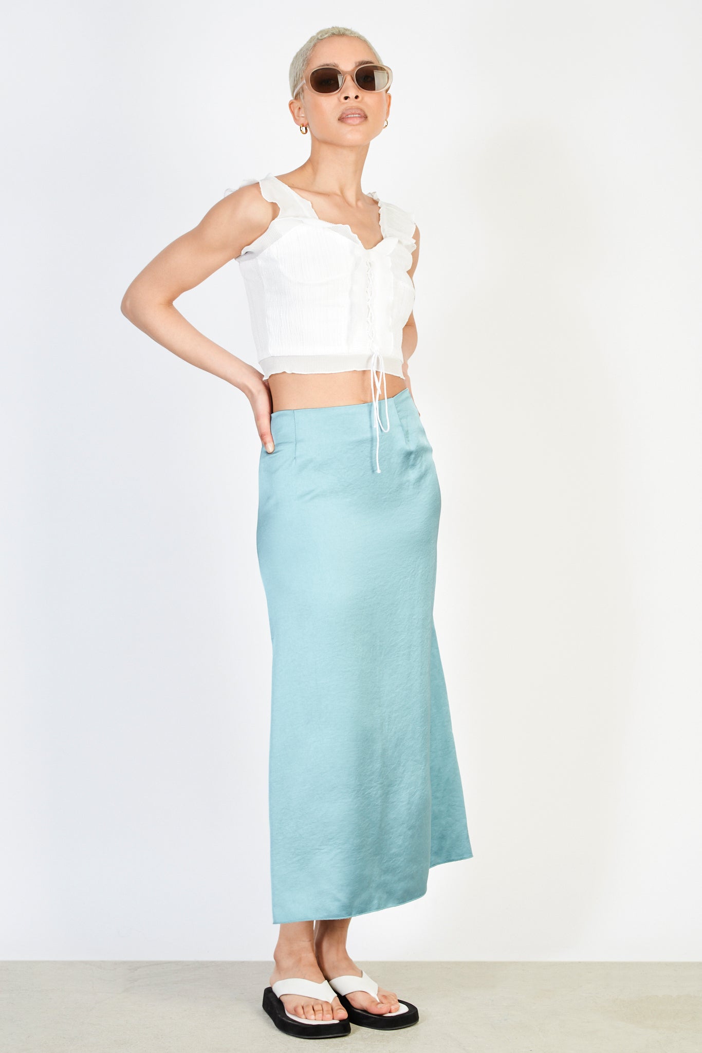 Light blue silky midi skirt_4