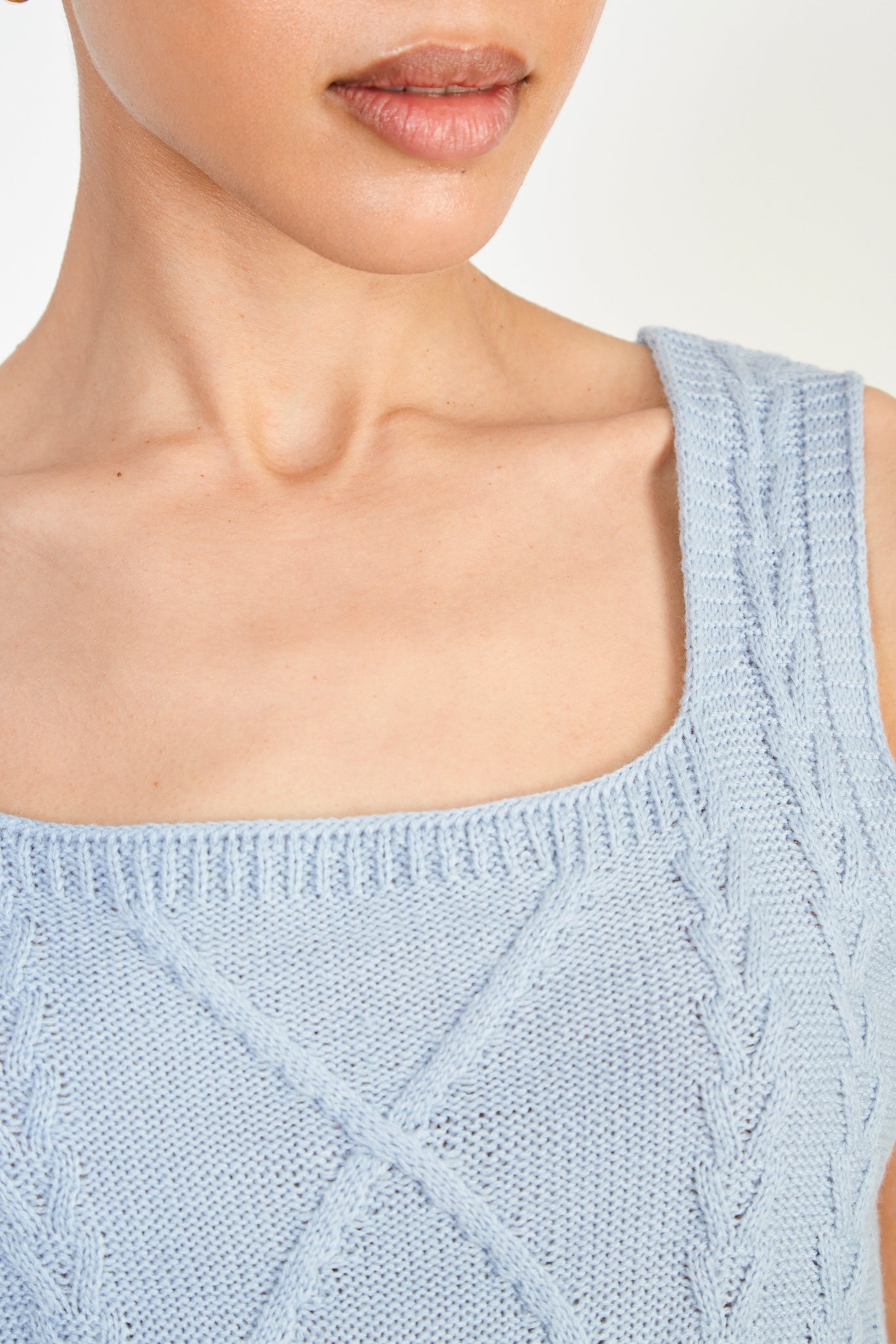 Light blue square neck cableknit tank_3