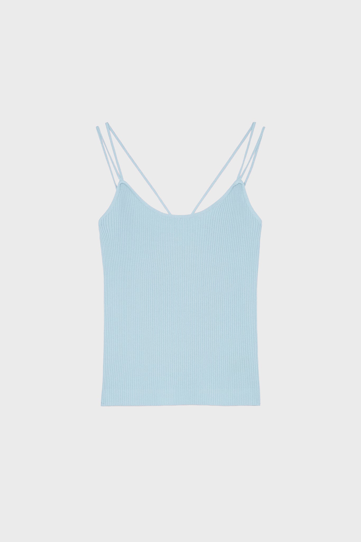 Light blue thin ribbed strappy knit tank_1