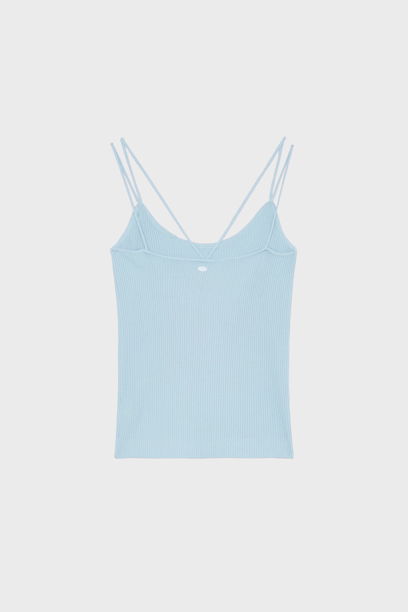 Light blue thin ribbed strappy knit tank_6