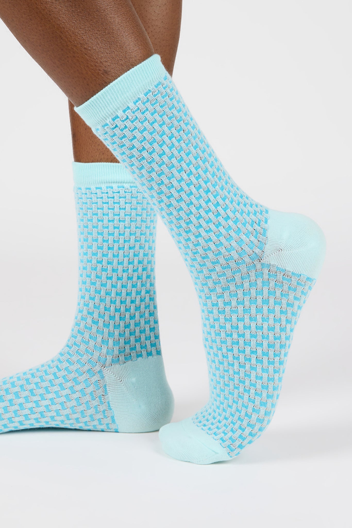 Light blue two tone waffle socks_1