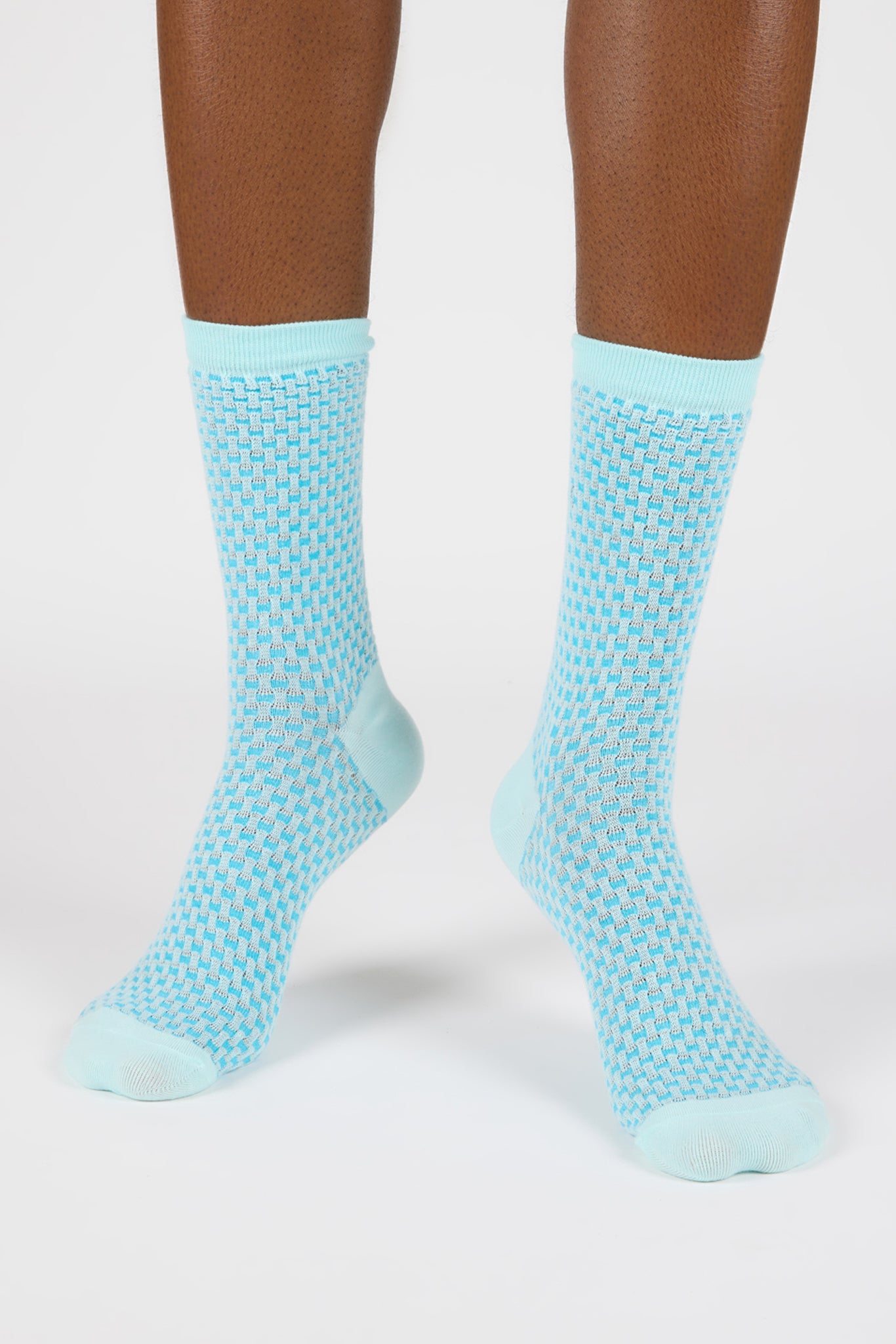 Light blue two tone waffle socks_2