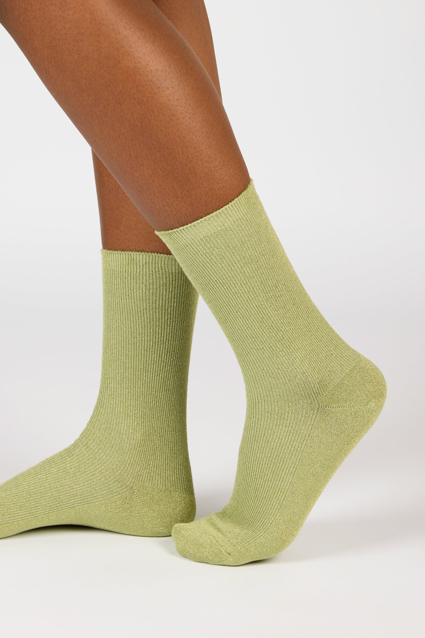 Light green modal blend ribbed socks_3
