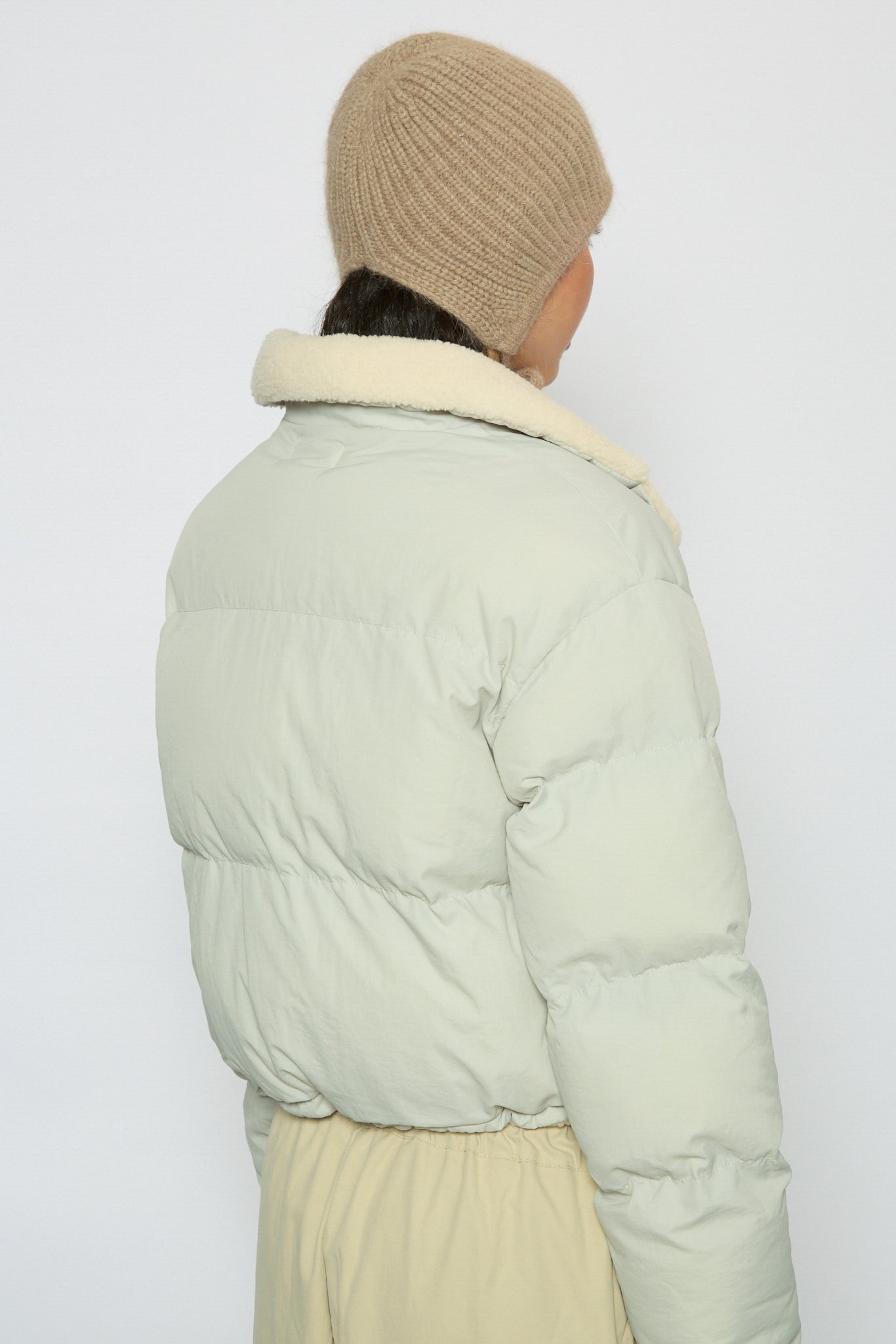 Light grey teddy lined puffer jacket_2
