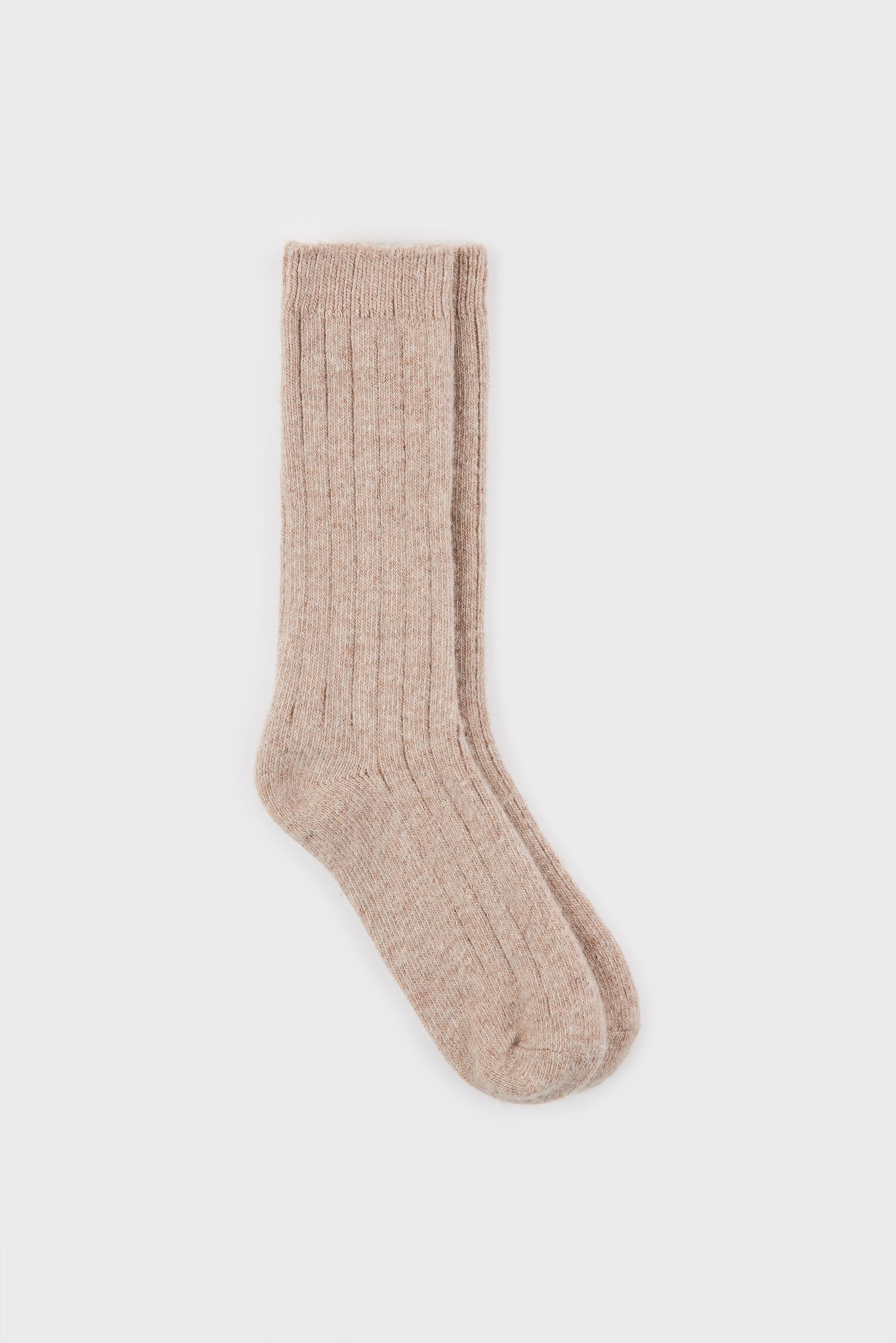 Light beige cashmere wool blend thick ribbed socks_2