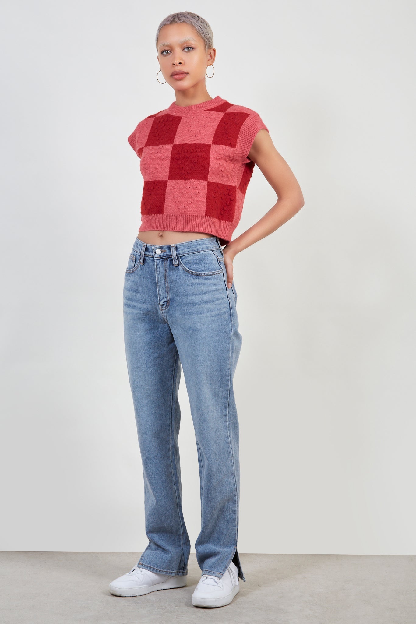 Light blue recycled cotton slit hem jeans_3