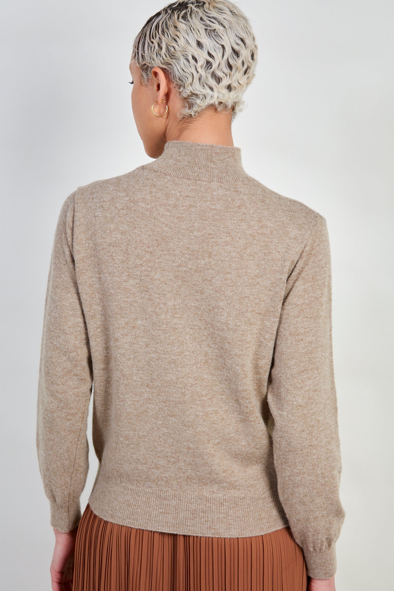 Light brown alpaca blend mock neck knit top_3