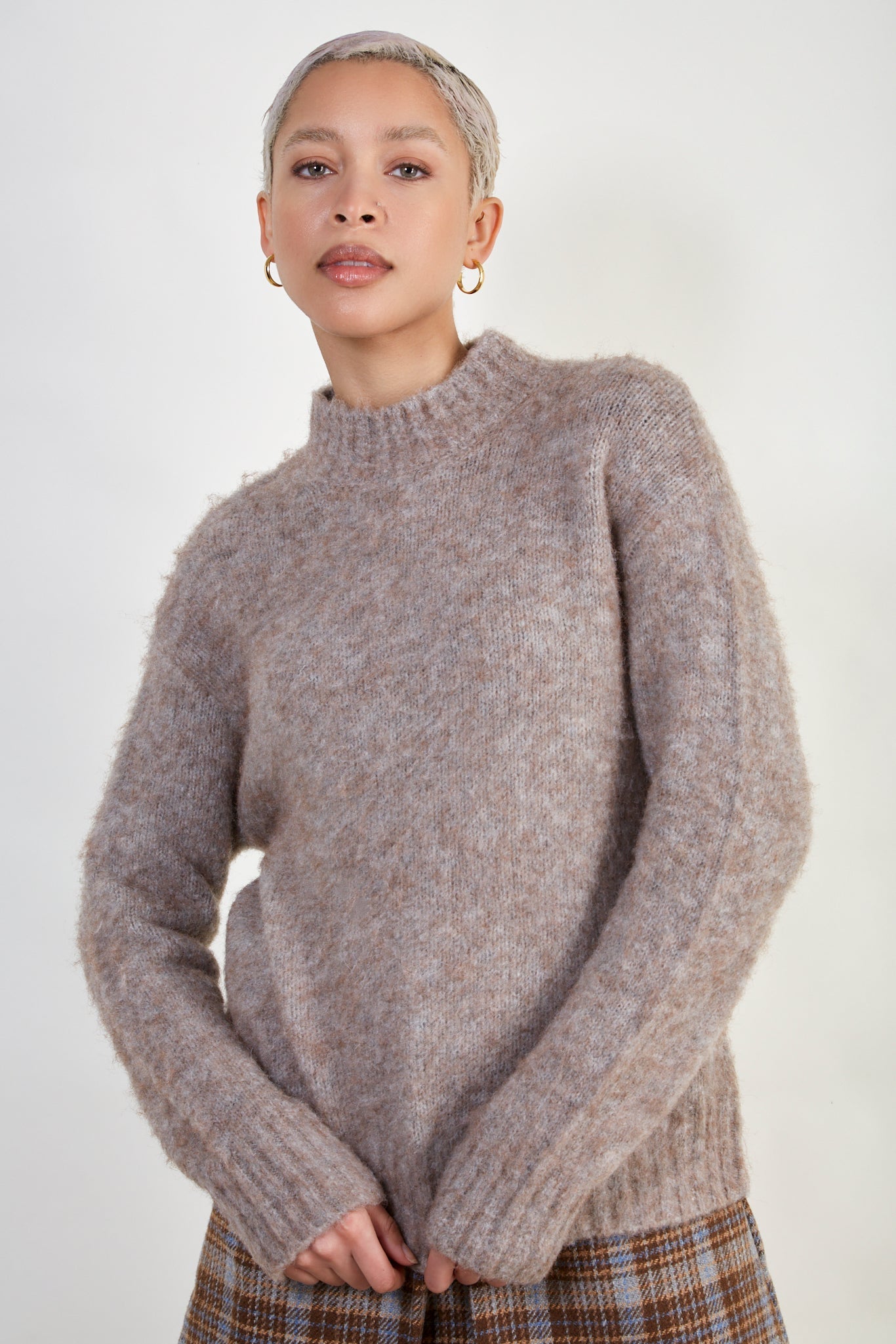 Light brown ultra soft mohair mock neck jumper_1