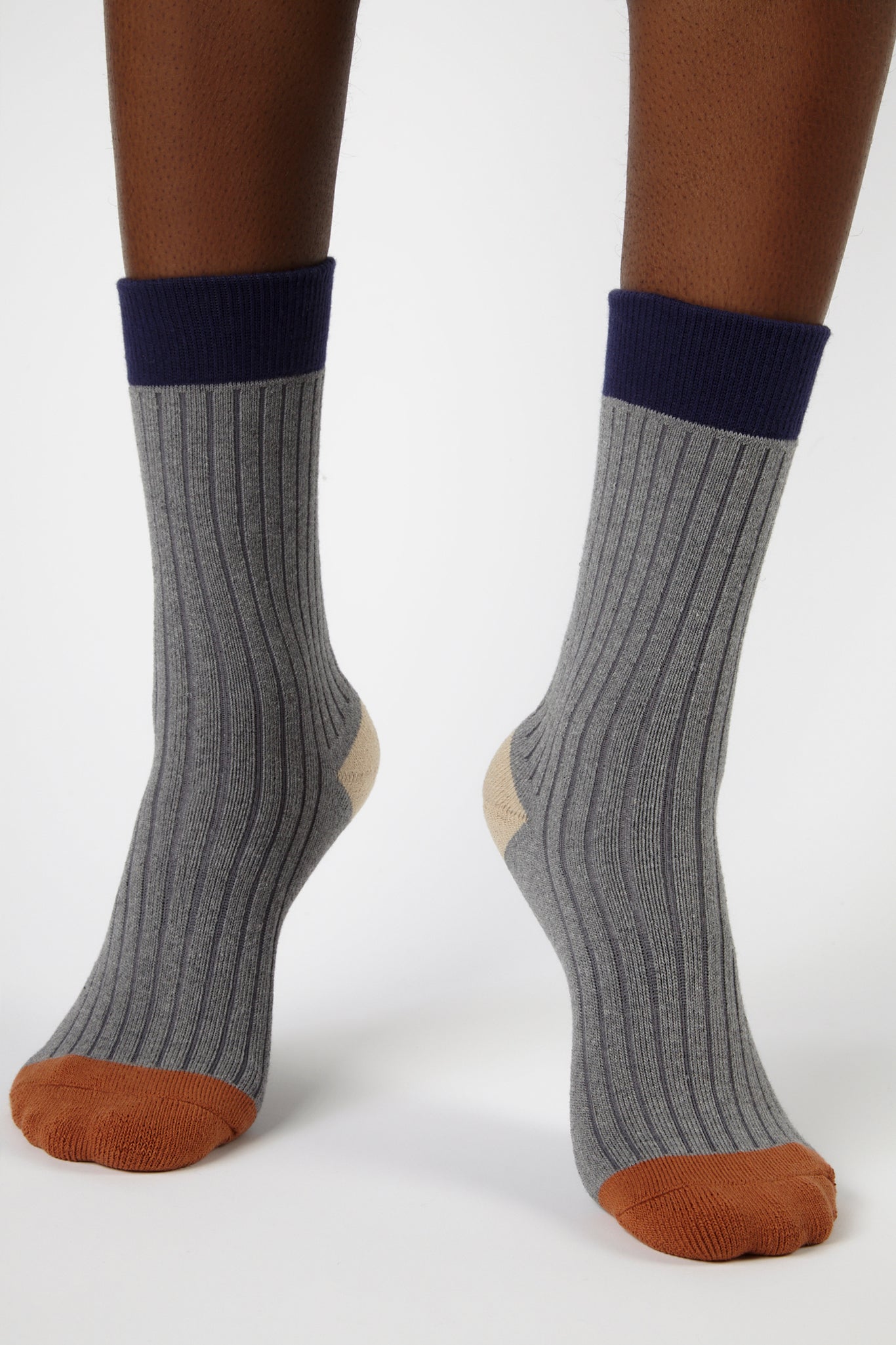 Light grey tricolour ribbed socks_2