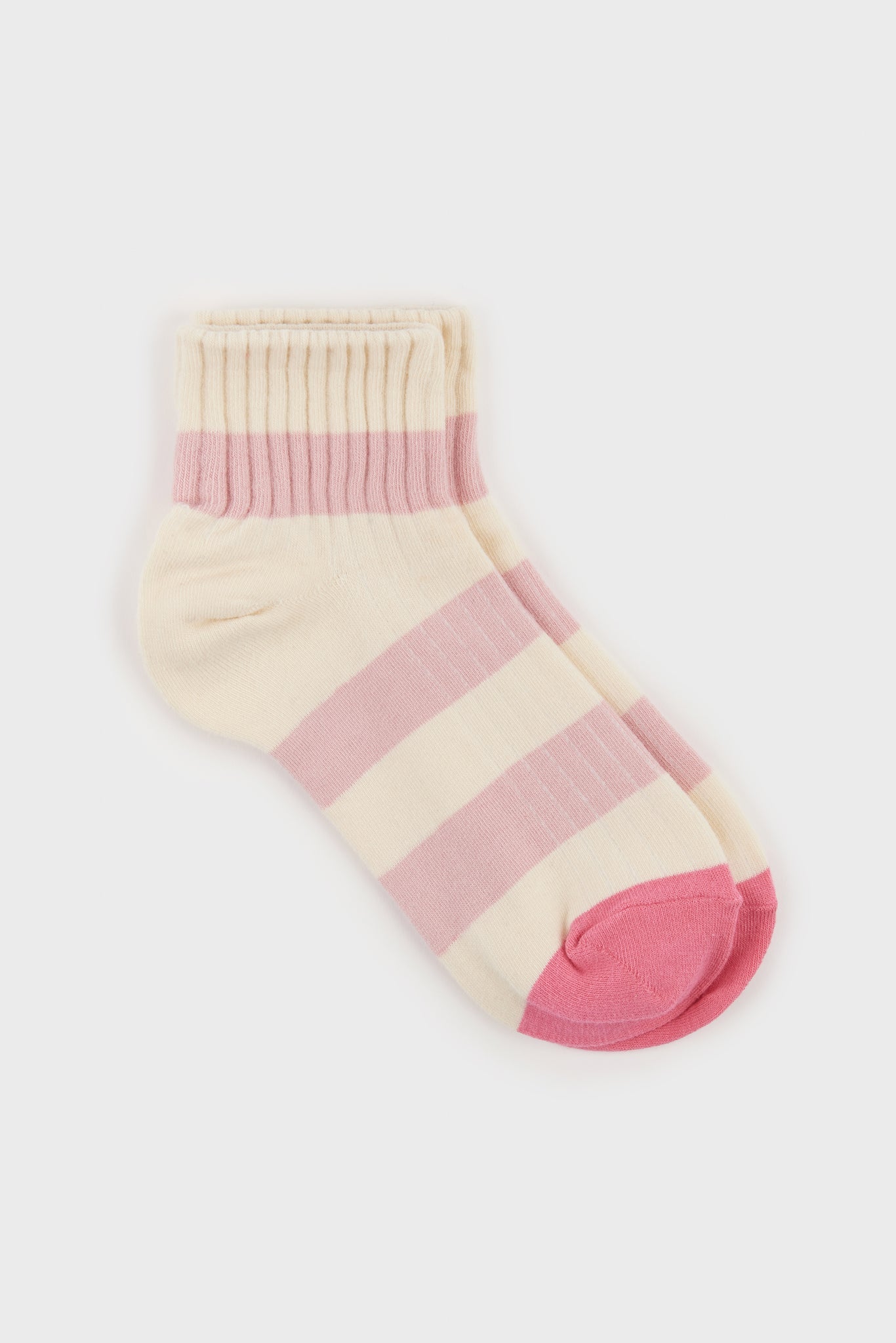 Light pink bright thick stripe socks_3