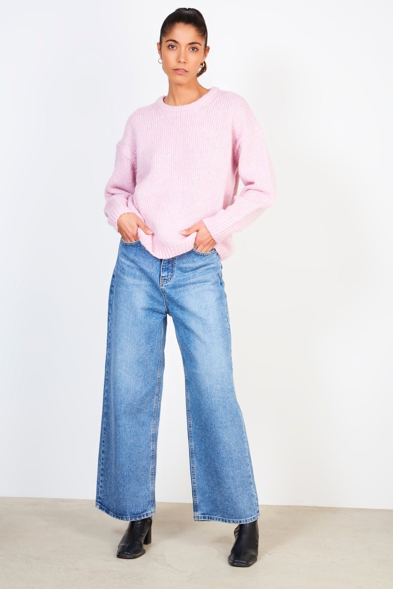 Light pink thick collar oversized jumper_5